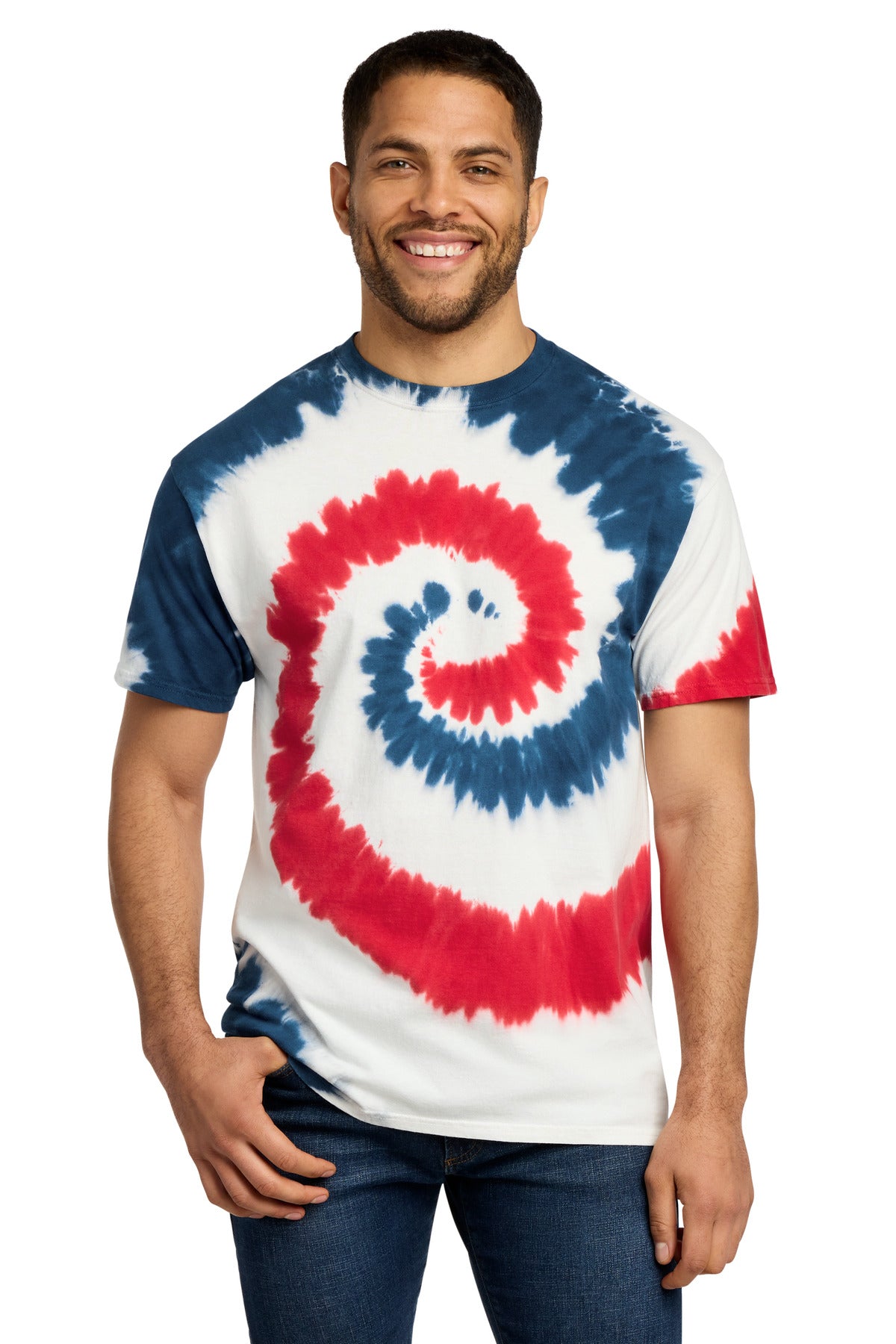 Port & Co Tie-Dye Tee. PC147 in USA Rainbow