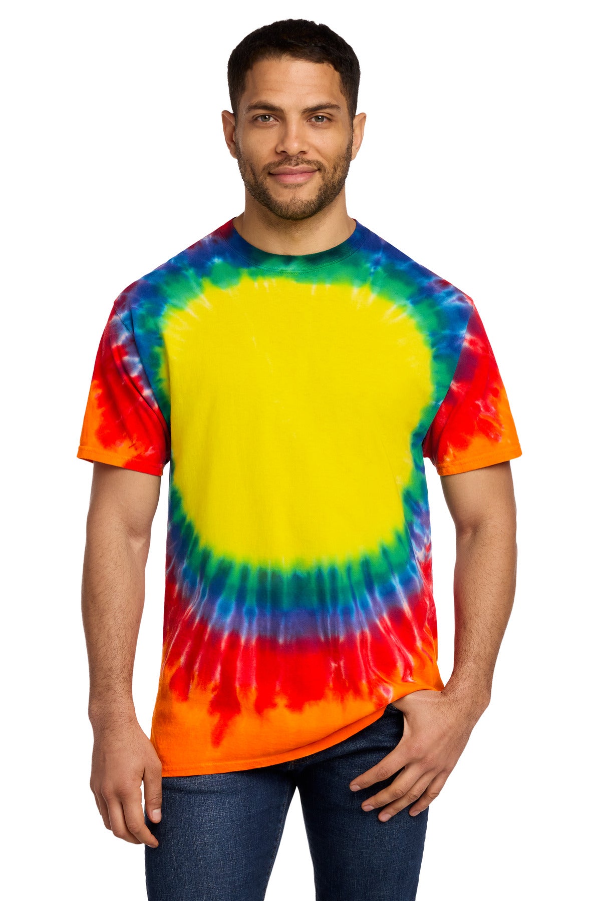 Port & Co Window Tie-Dye Tee. PC149 in Rainbow