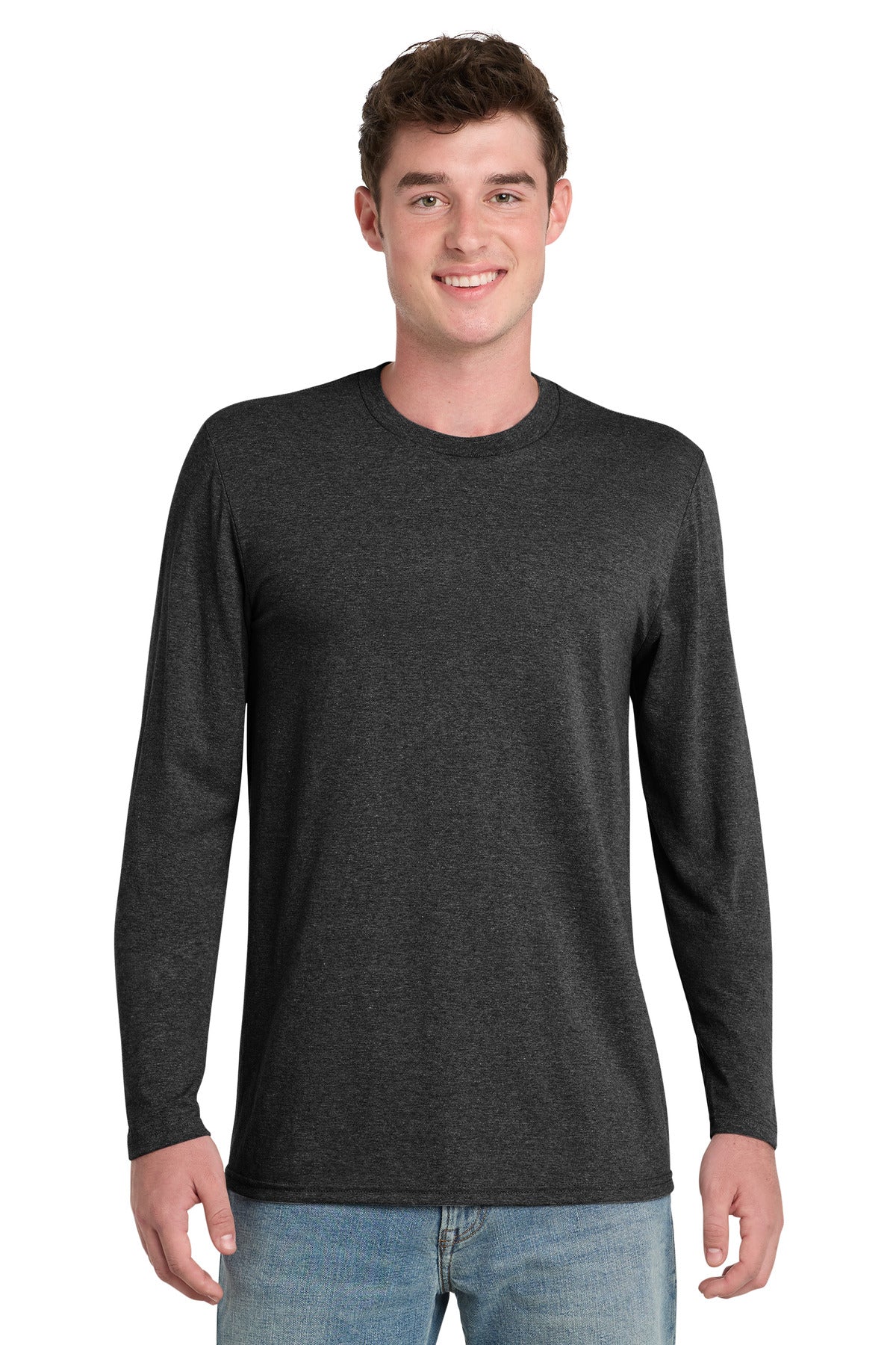 Port & Co Tri-Blend Long Sleeve Tee. PC330LS in Black Heather