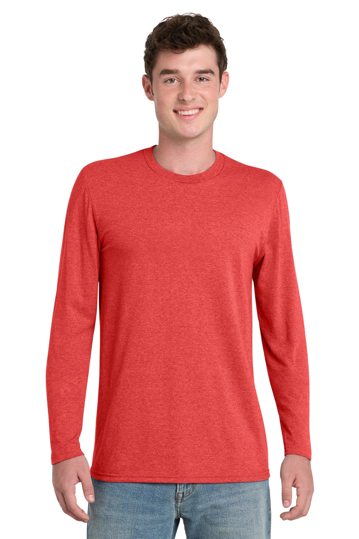 Port & Co Tri-Blend Long Sleeve Tee. PC330LS in Bright Red Heather