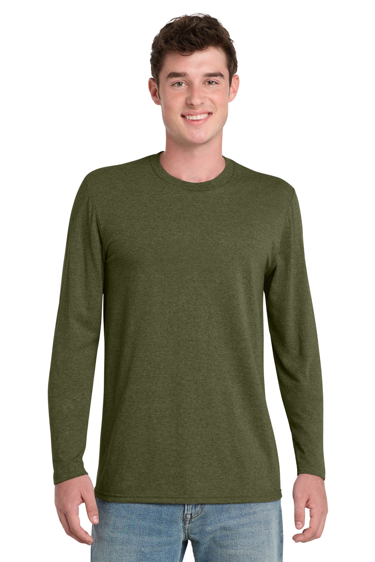 Port & Co Tri-Blend Long Sleeve Tee. PC330LS in Military Green Heather