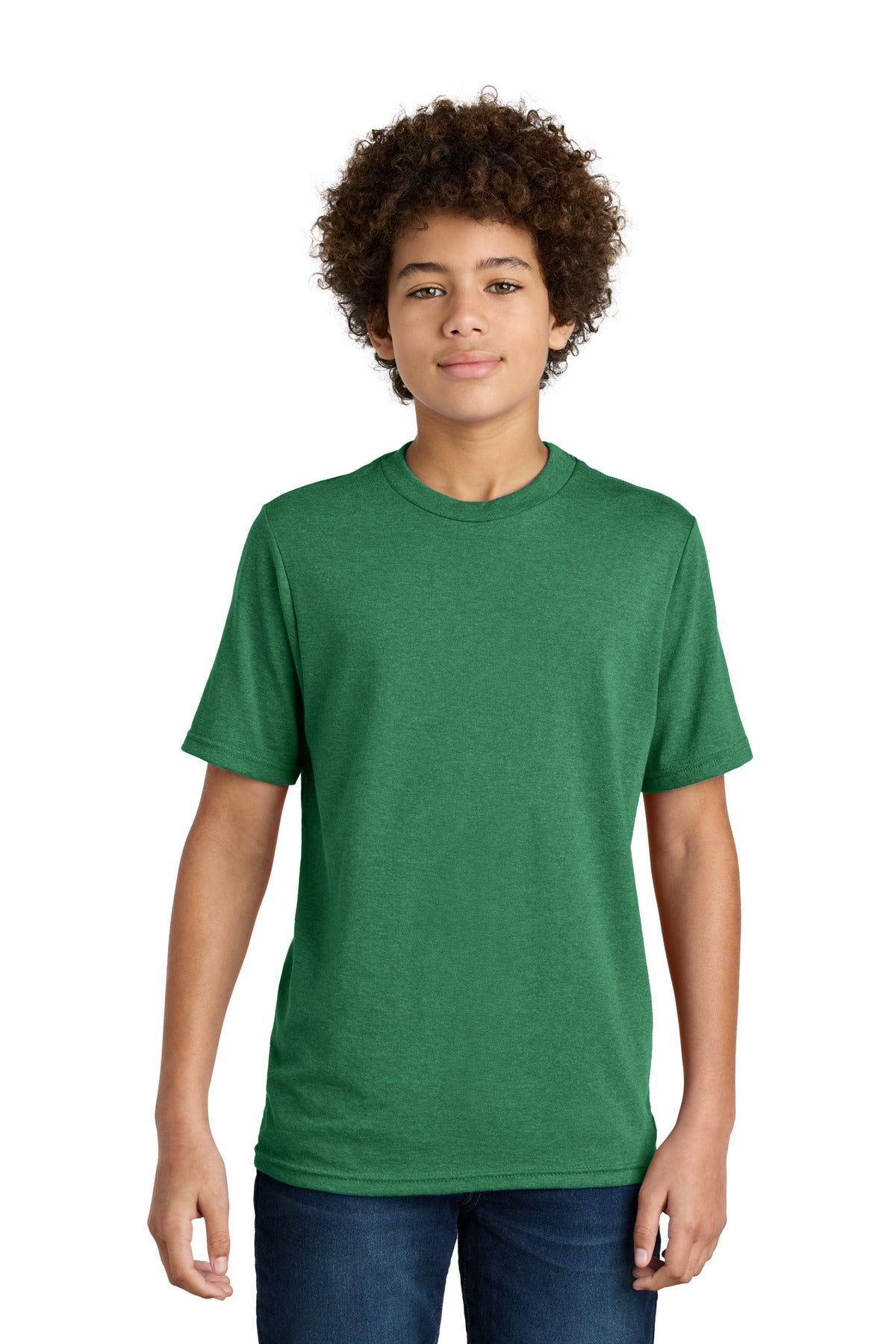 Port & Co Youth CVC Tee PC340Y in Athletic Kelly Green Heather