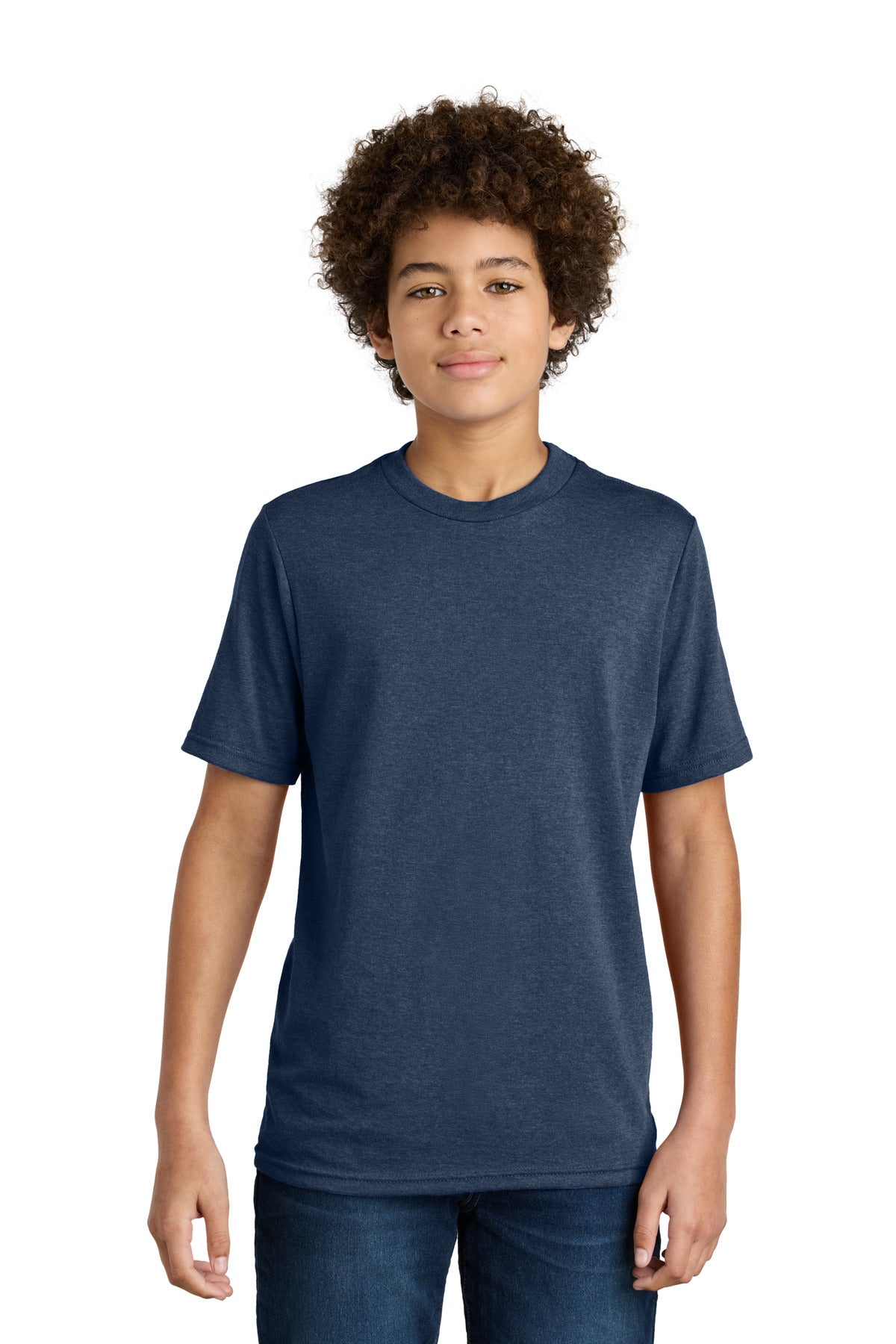 Port & Co Youth CVC Tee PC340Y in Team Navy Heather