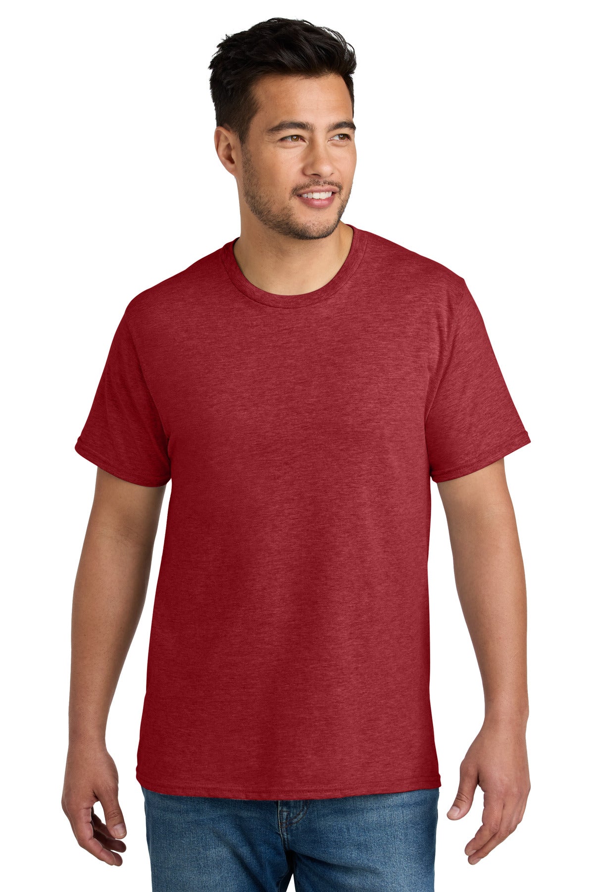 Port & Co CVC Tee PC340 in Team Cardinal Heather