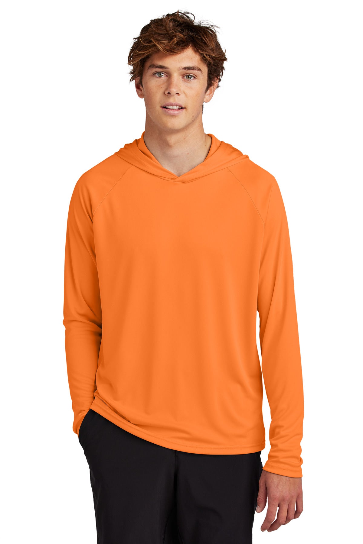 Port & Co Performance Pullover Hooded Tee PC380H in Neon Orange