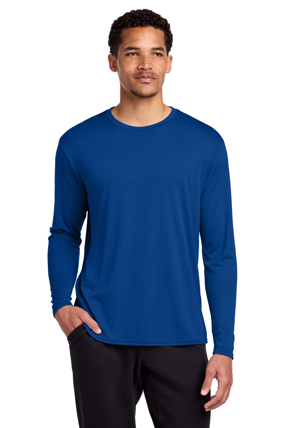 Port & Co Long Sleeve Performance Tee. PC380LS in True Royal