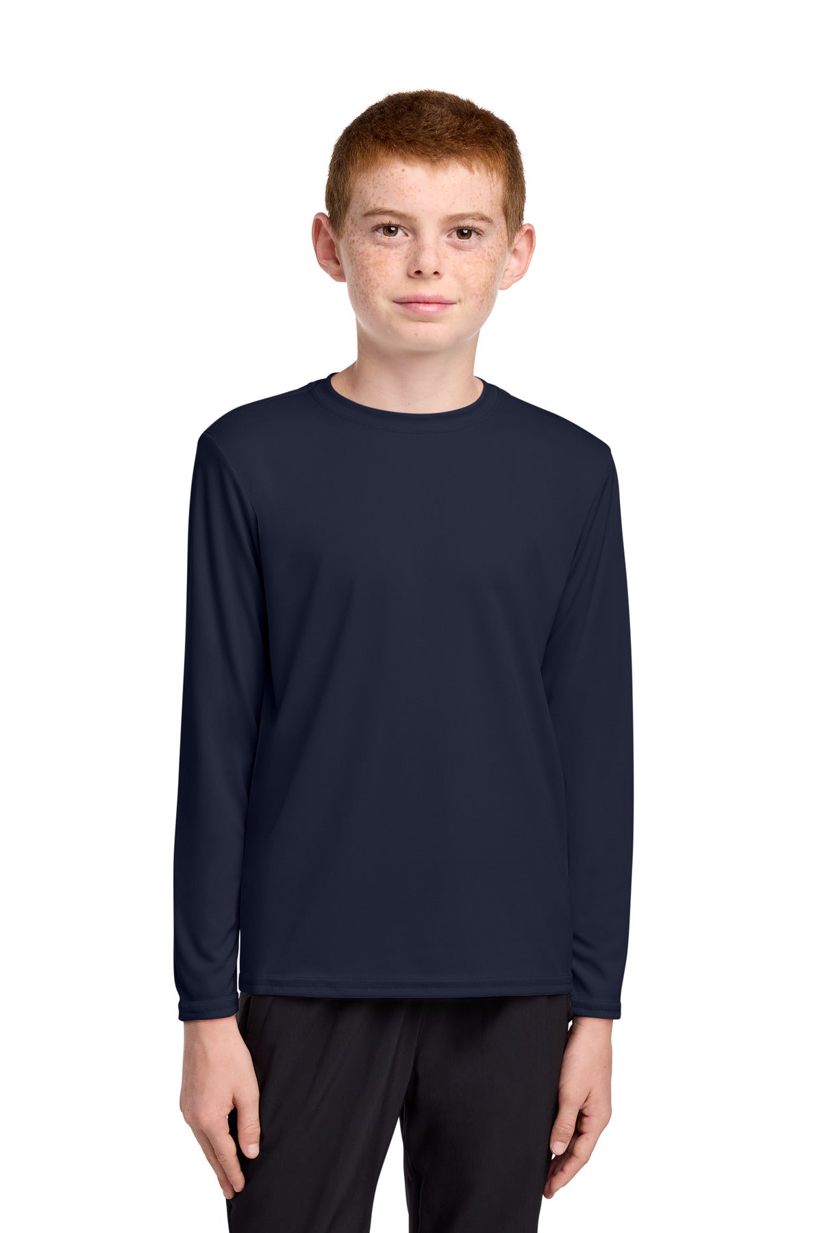 Port & Co Youth Long Sleeve Performance Tee PC380YLS in Deep Navy