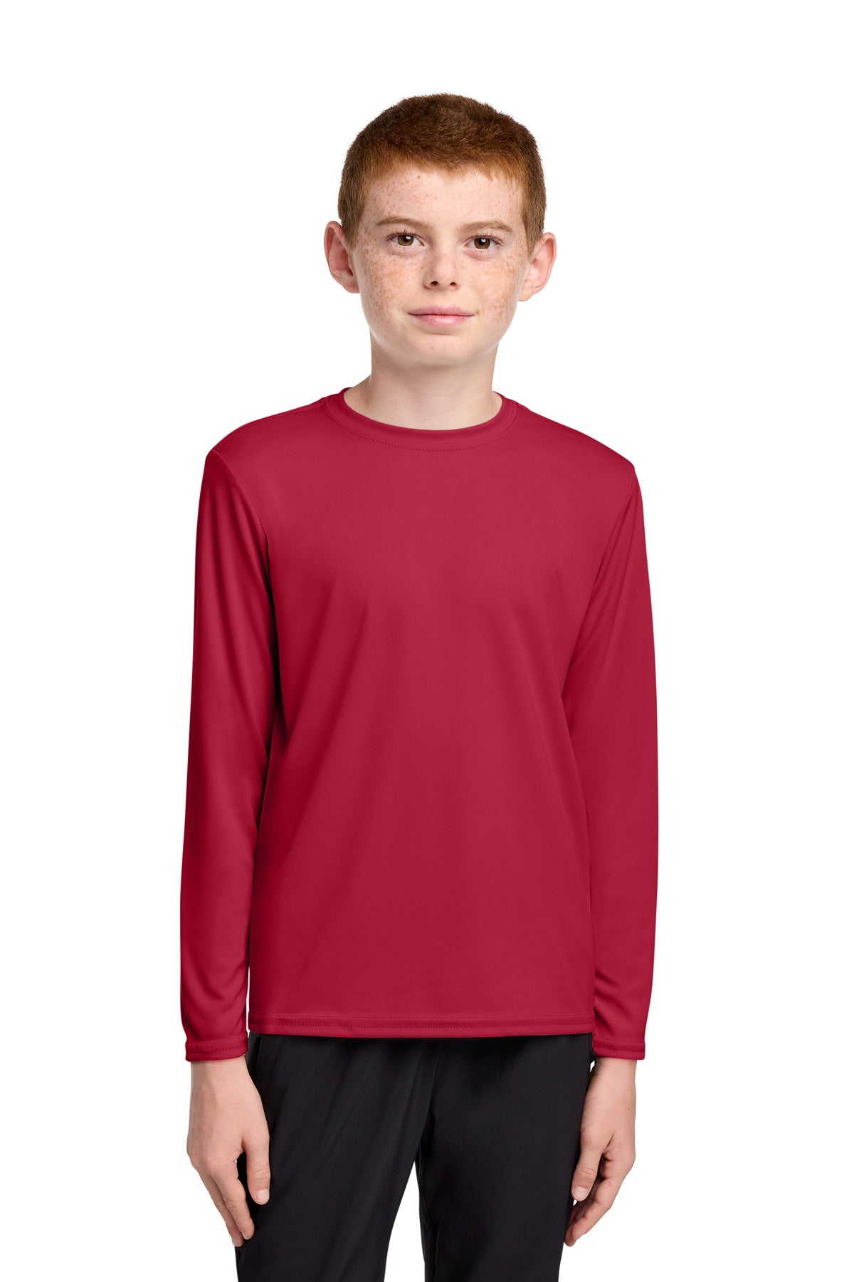 Port & Co Youth Long Sleeve Performance Tee PC380YLS in Red