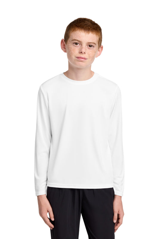 Port & Co Youth Long Sleeve Performance Tee PC380YLS in White