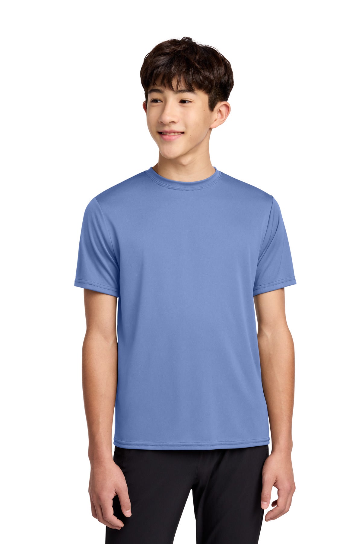 Port & Co Youth Performance Tee. PC380Y in Carolina Blue