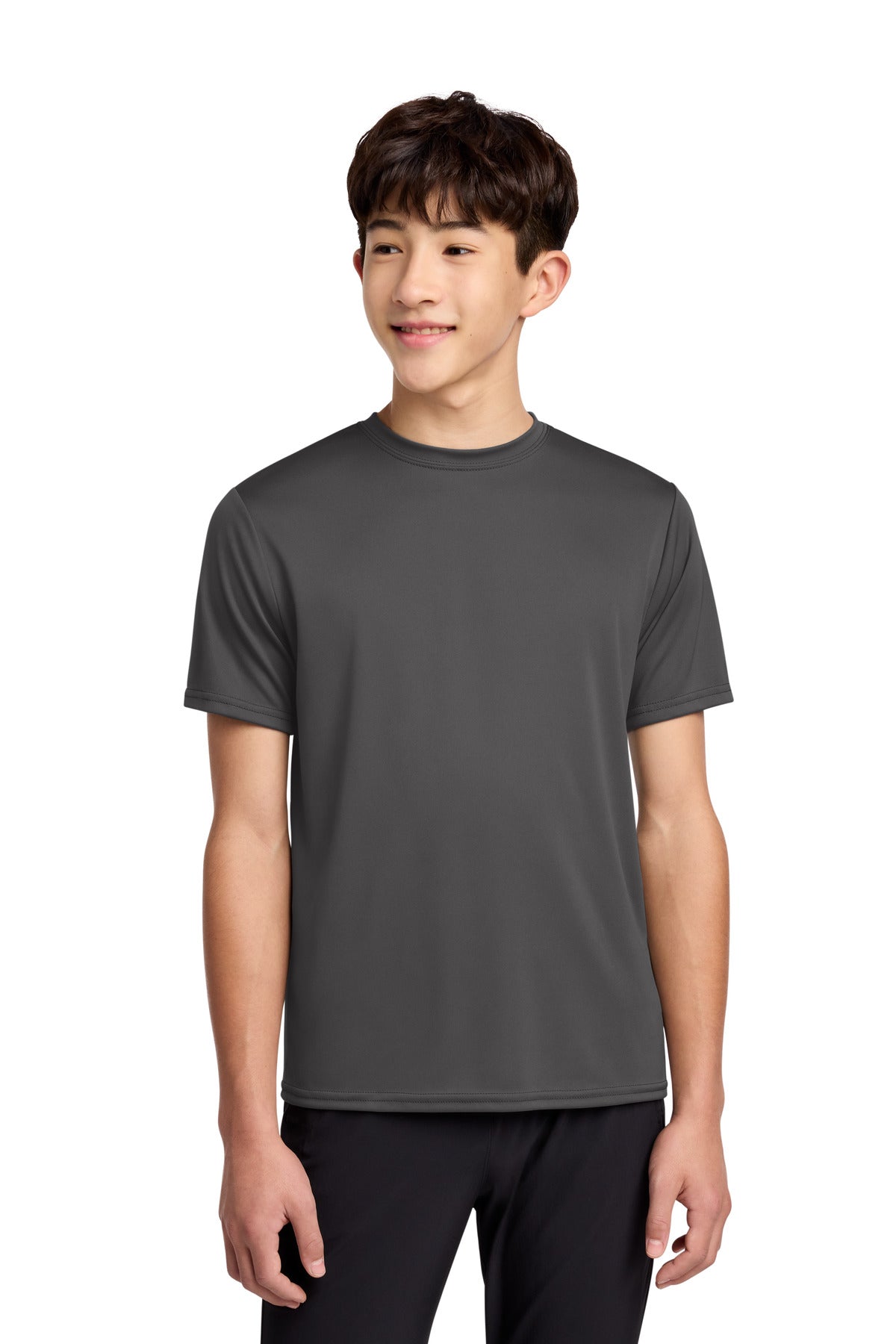 Port & Co Youth Performance Tee. PC380Y in Charcoal