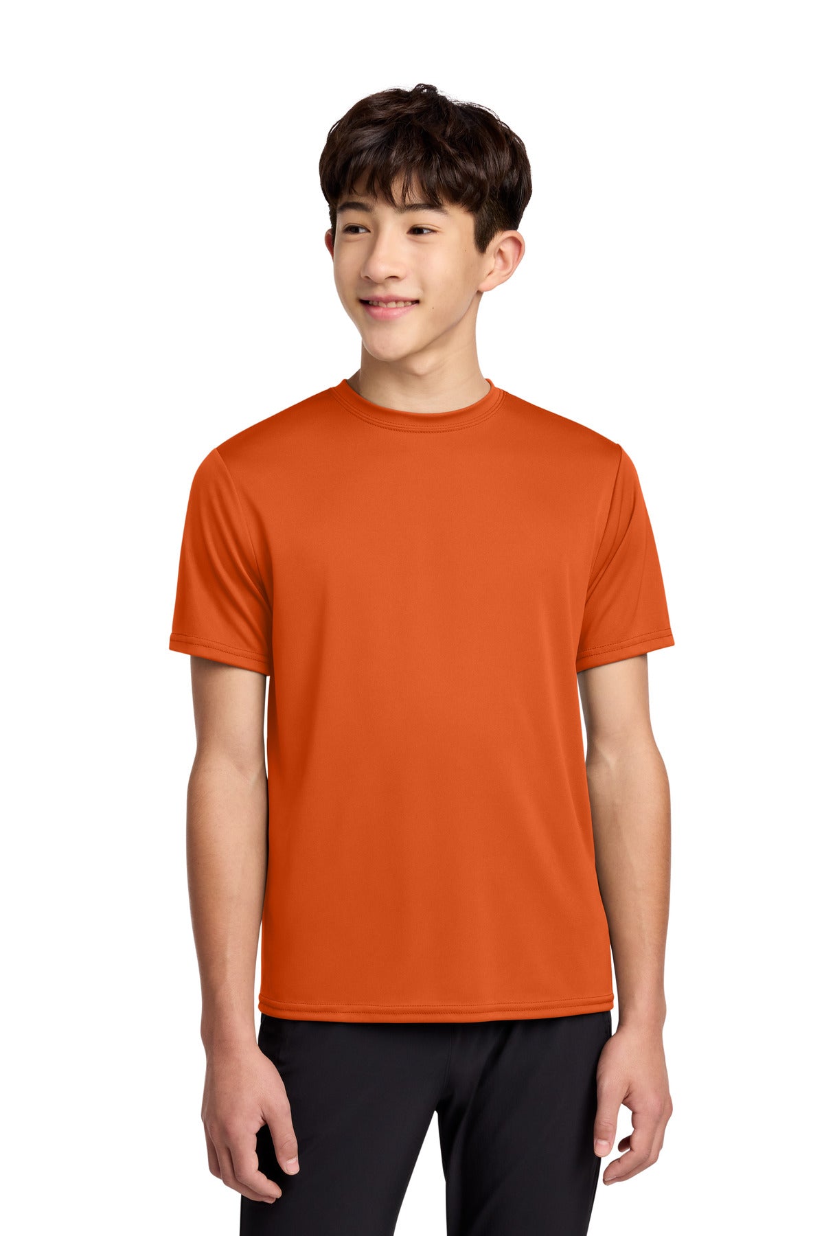 Port & Co Youth Performance Tee. PC380Y in Deep Orange