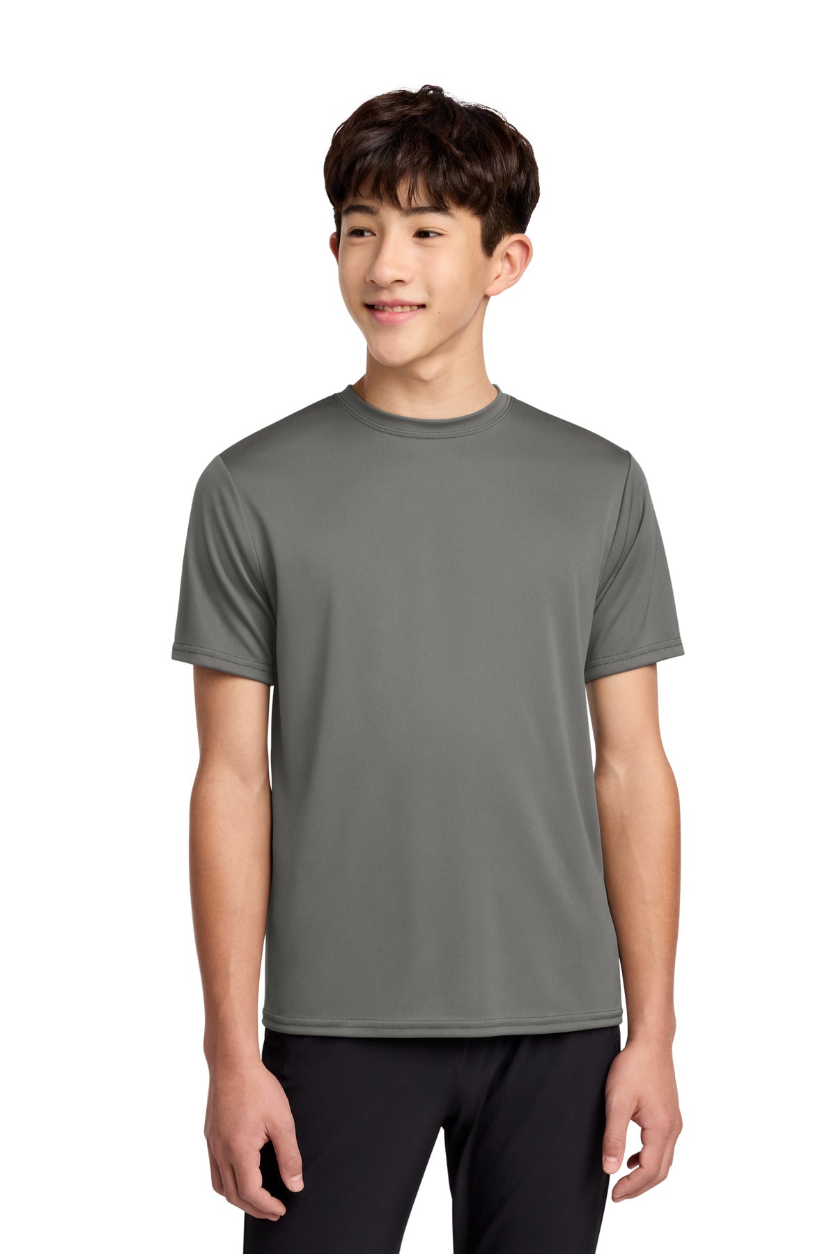 Port & Co Youth Performance Tee. PC380Y in Grey Concrete
