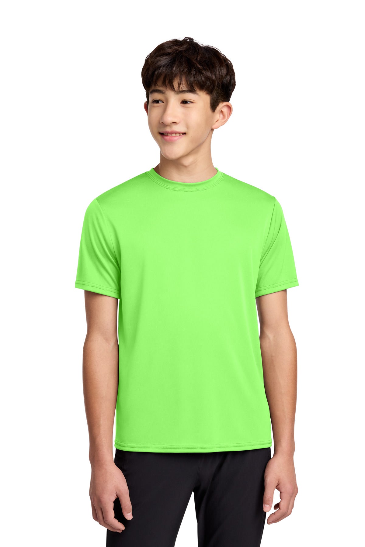 Port & Co Youth Performance Tee. PC380Y in Neon Green