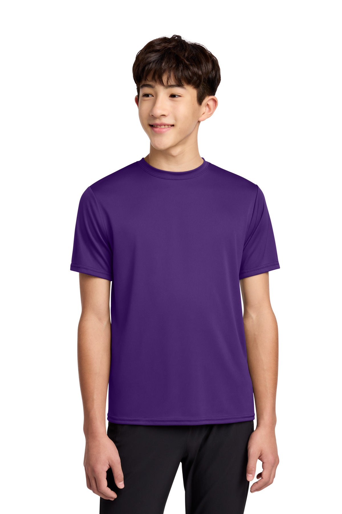 Port & Co Youth Performance Tee. PC380Y in Team Purple