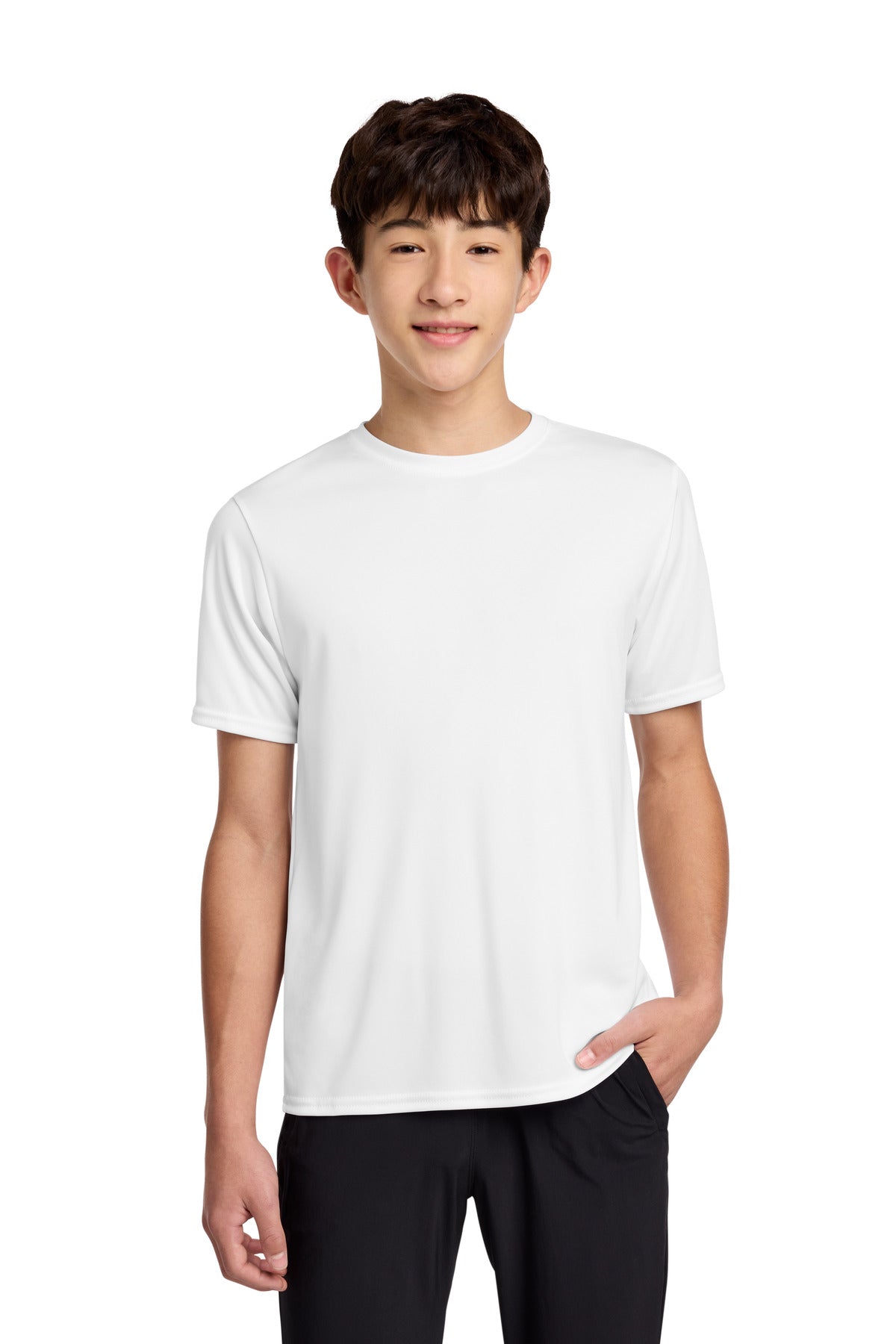 Port & Co Youth Performance Tee. PC380Y in White