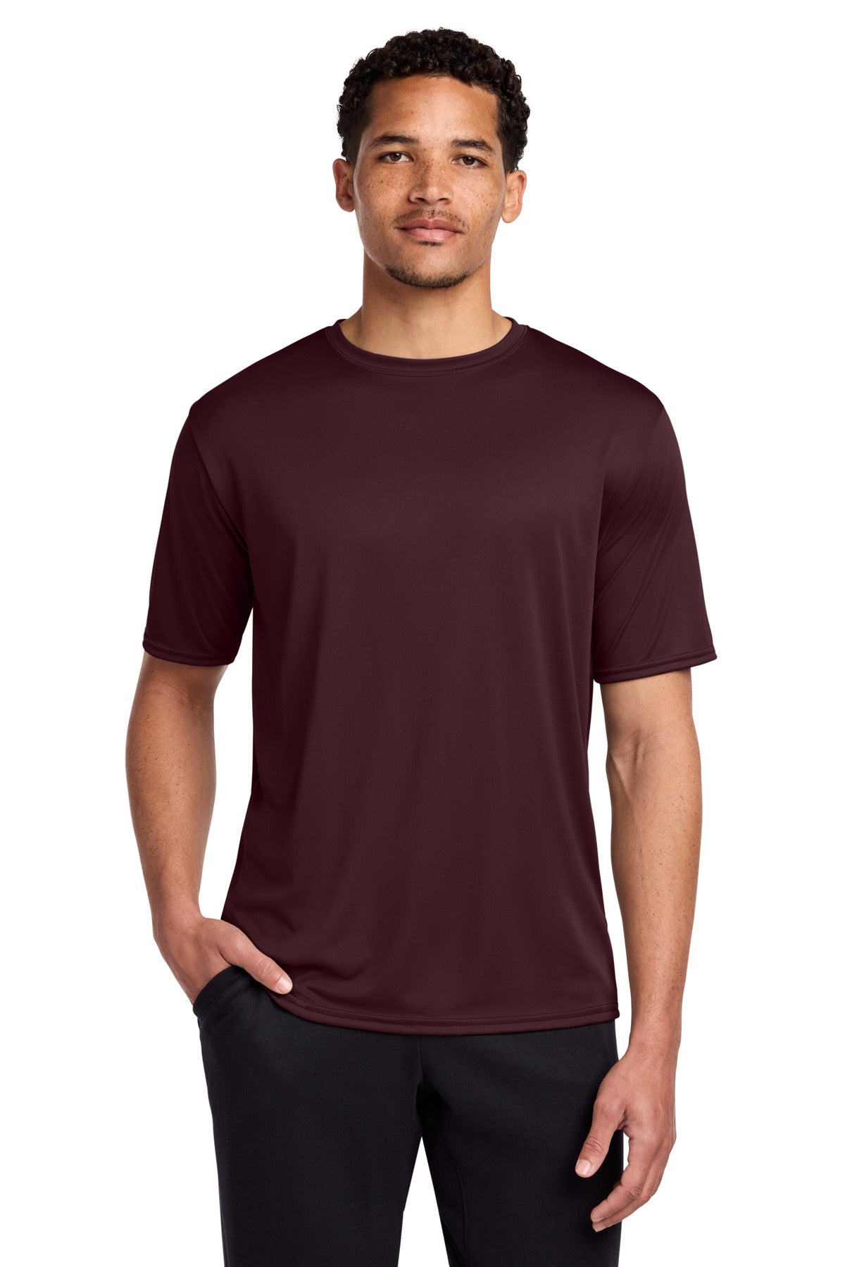 Port & Co Performance Tee. PC380 in Athletic Maroon