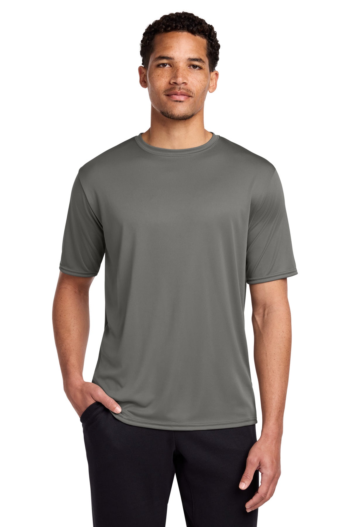 Port & Co Performance Tee. PC380 in Grey Concrete