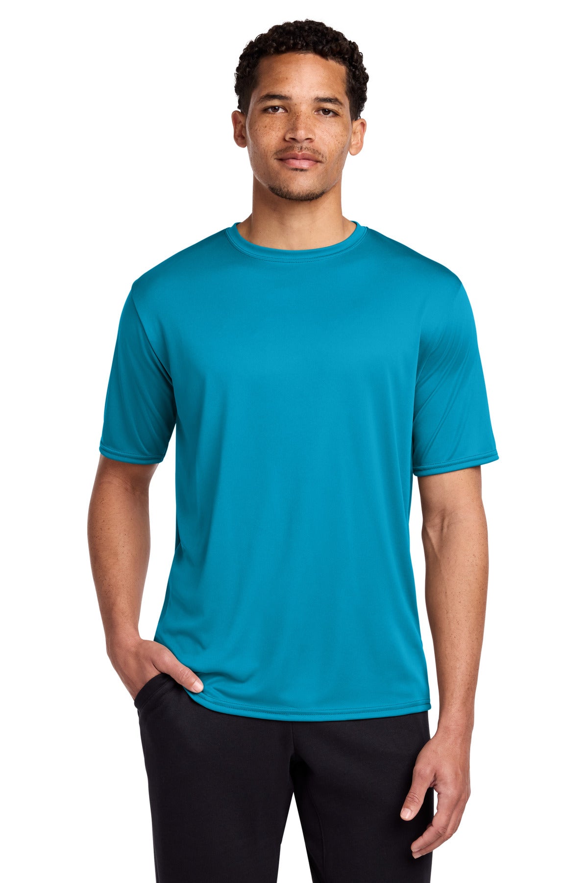 Port & Co Performance Tee. PC380 in Neon Blue