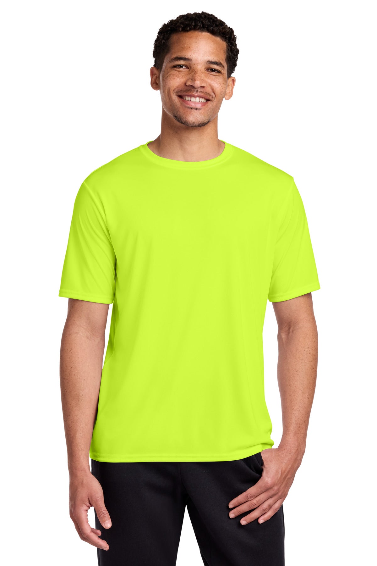 Port & Co Performance Tee. PC380 in Neon Yellow