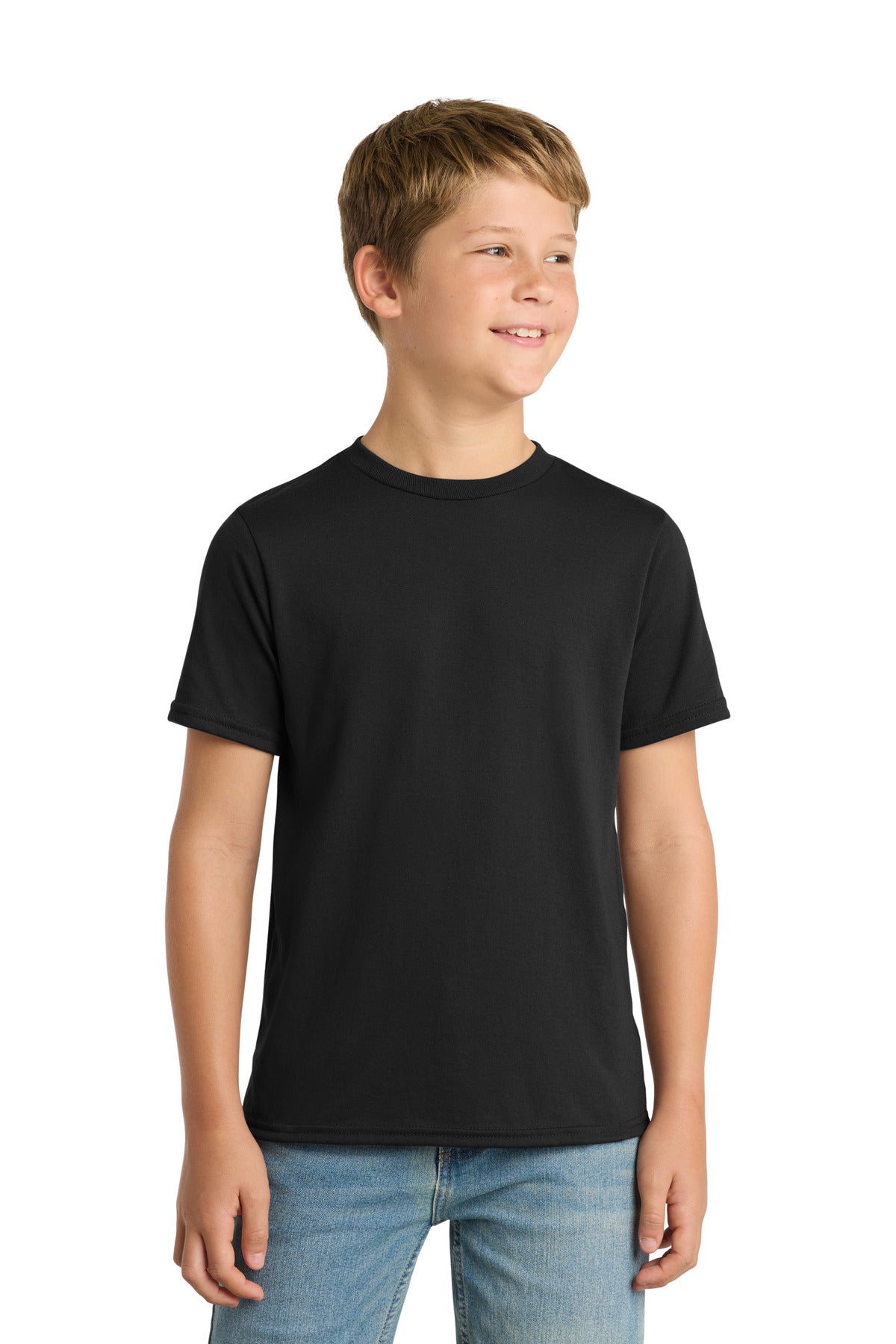 Port & Co Youth Performance Blend Tee. PC381Y in Jet Black