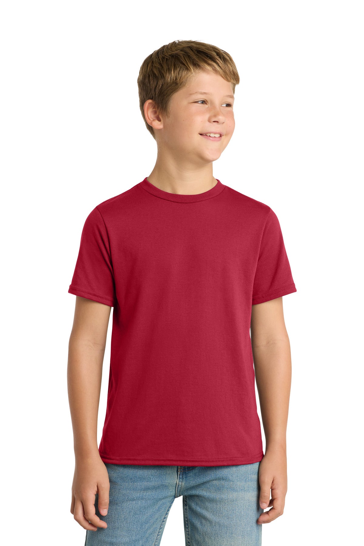 Port & Co Youth Performance Blend Tee. PC381Y in Red