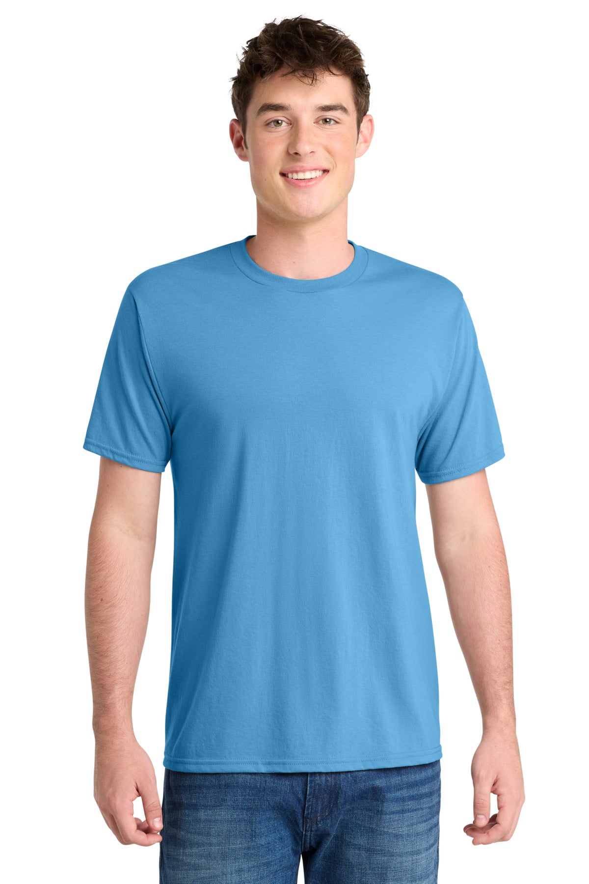 Port & Co Performance Blend Tee. PC381 in Aquatic Blue