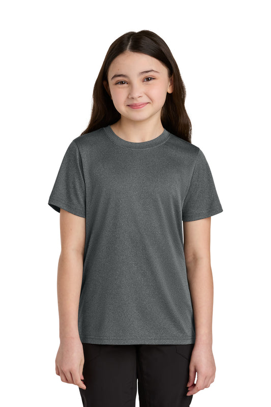 Port & Co Youth Heather Performance Tee PC390Y in Metal Grey Heather