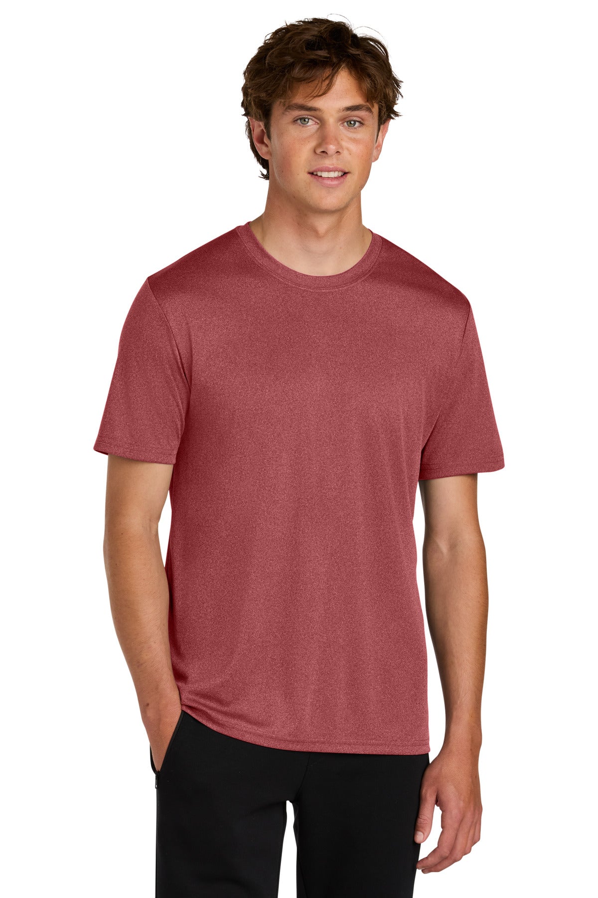 Port & Co Heather Performance Tee PC390 in Deep Red Heather