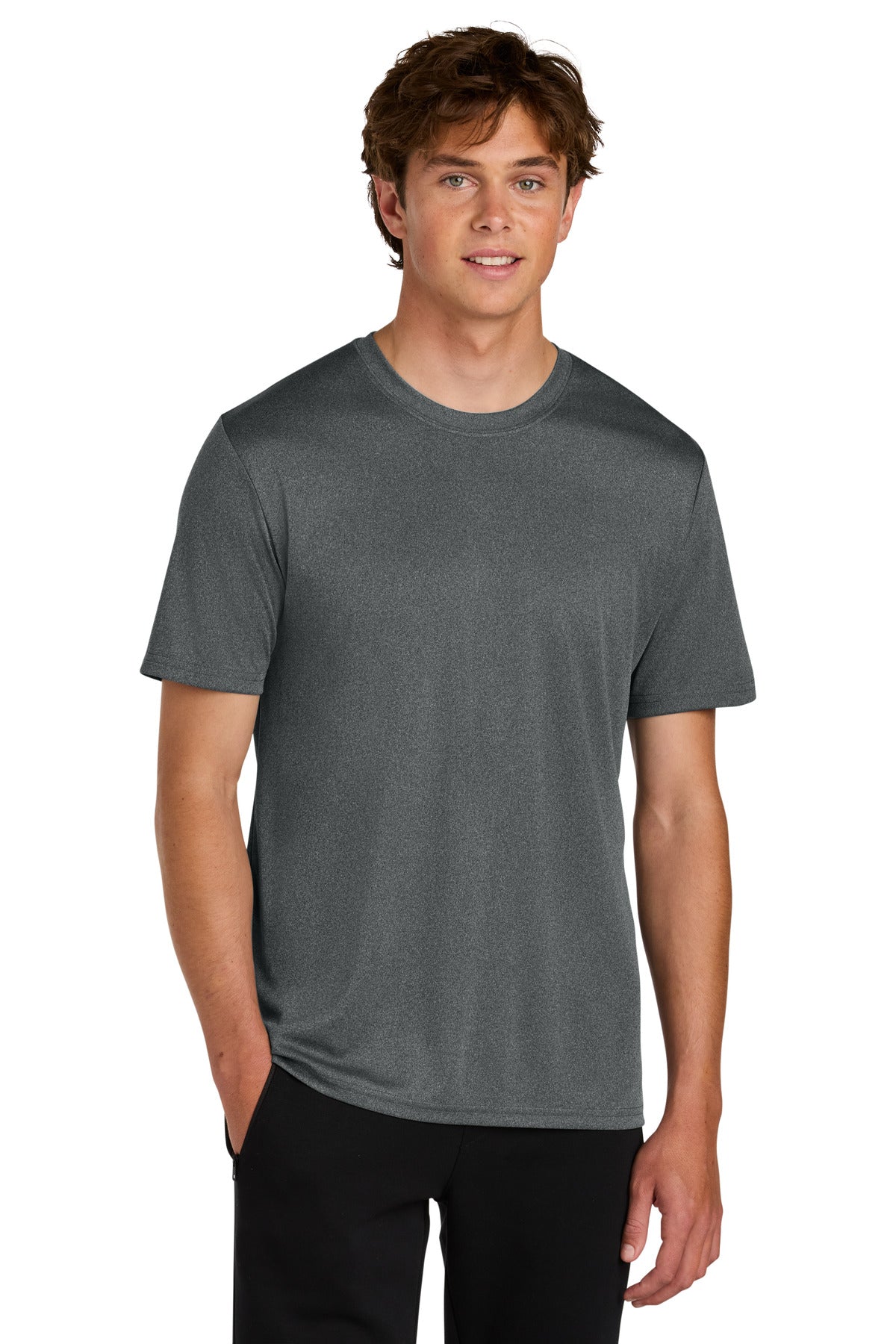 Port & Co Heather Performance Tee PC390 in Metal Grey Heather