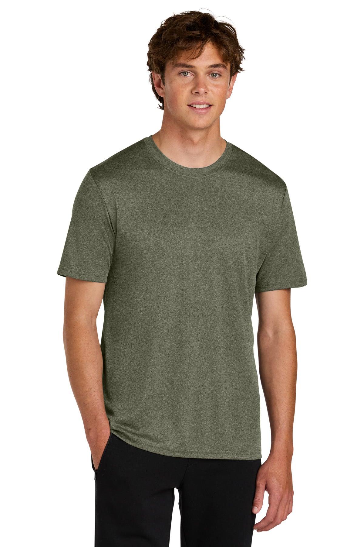 Port & Co Heather Performance Tee PC390 in Olive Drab Green Heather