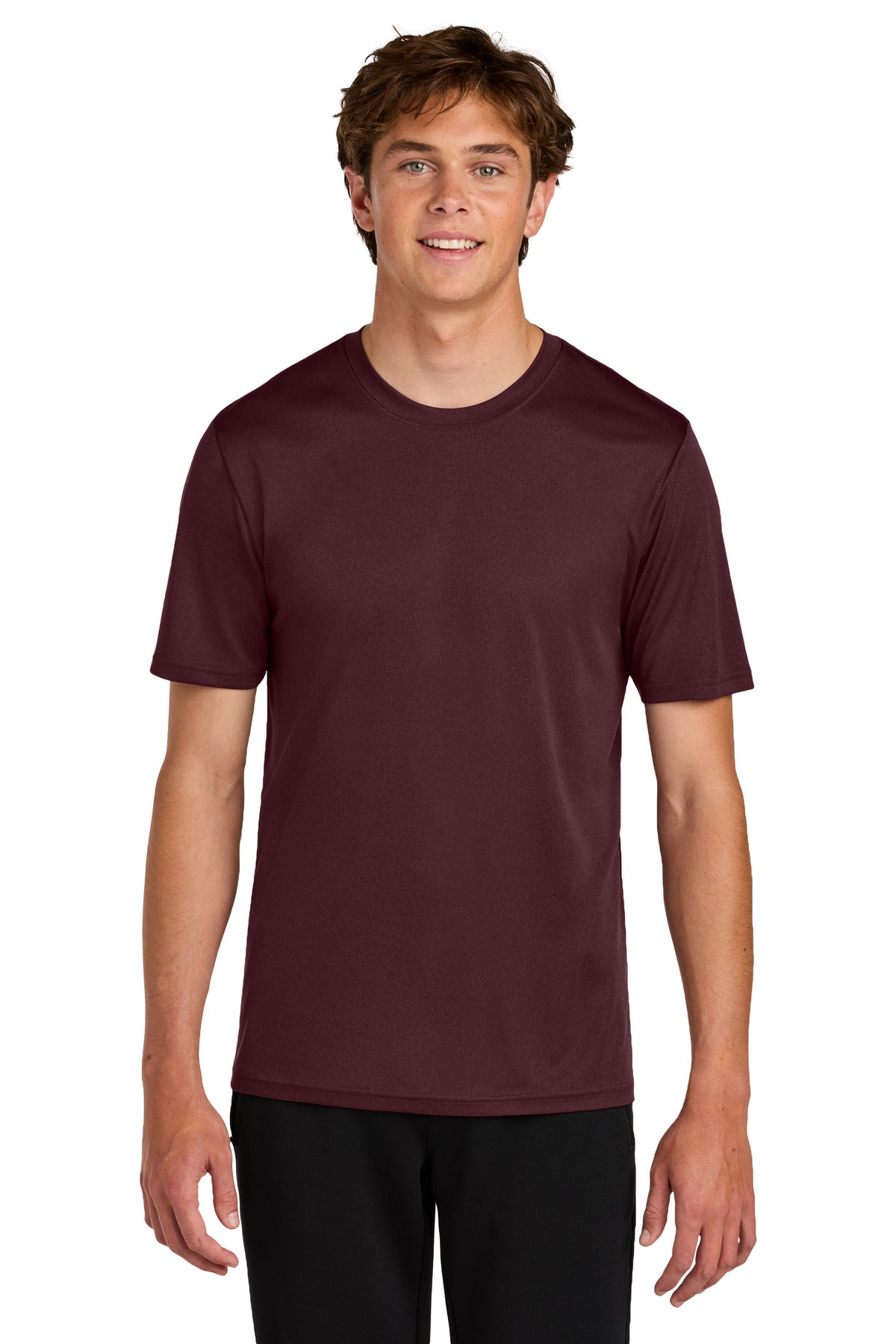 Port & Co Heather Performance Tee PC390 in Vintage Athletic Maroon
