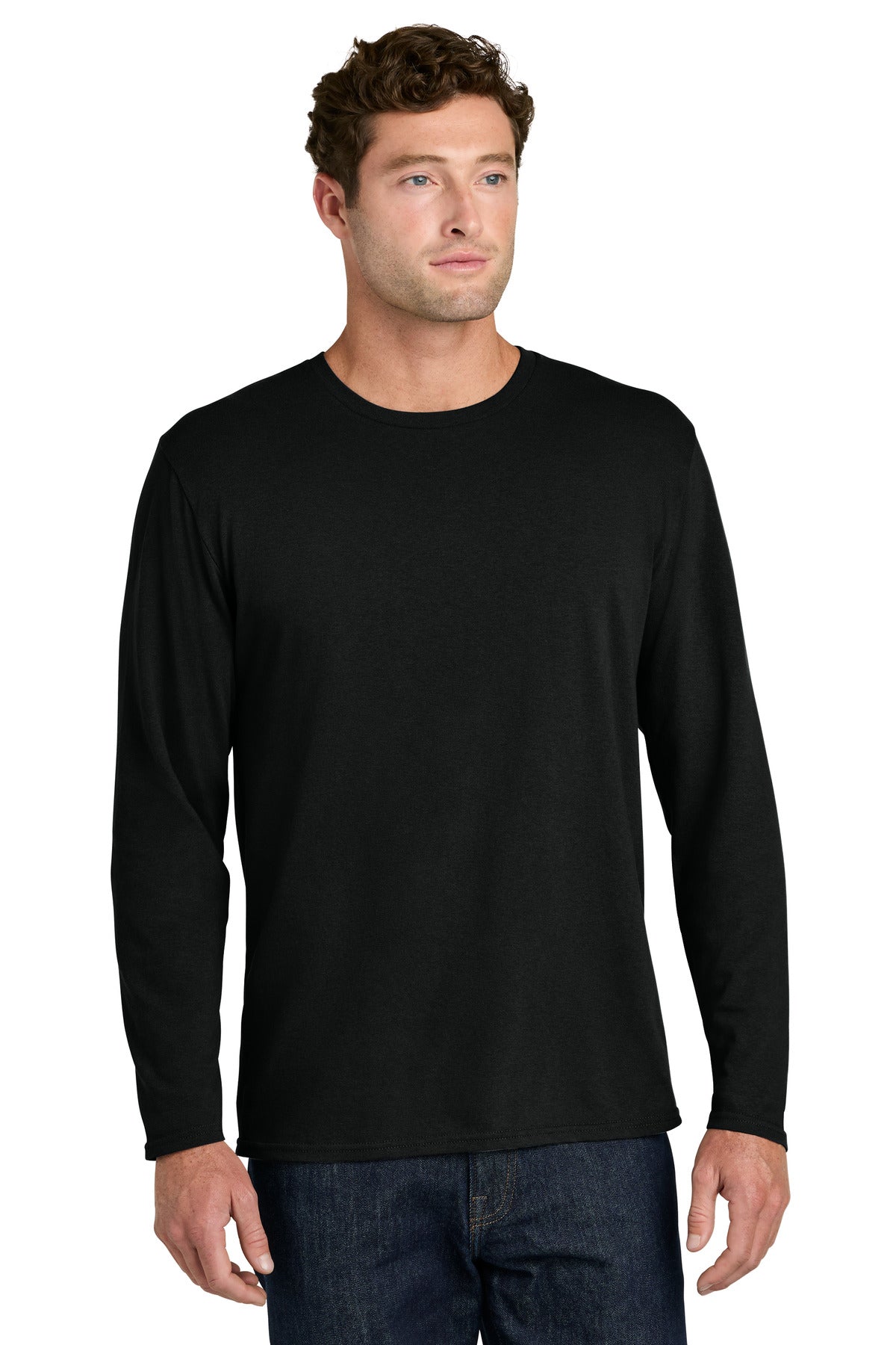 Port & Co Easy Cotton Long Sleeve Tee PC43LS in Jet Black