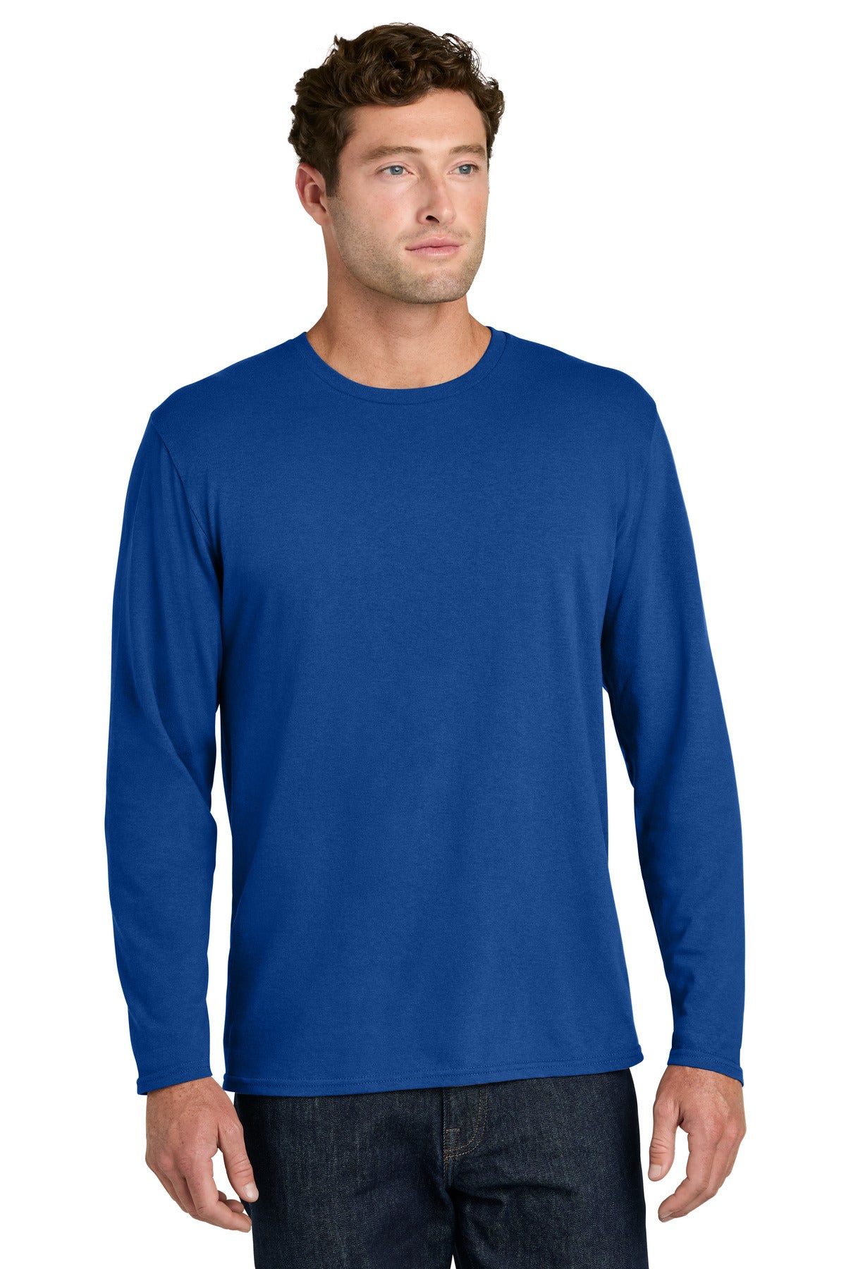 Port & Co Easy Cotton Long Sleeve Tee PC43LS in True Royal