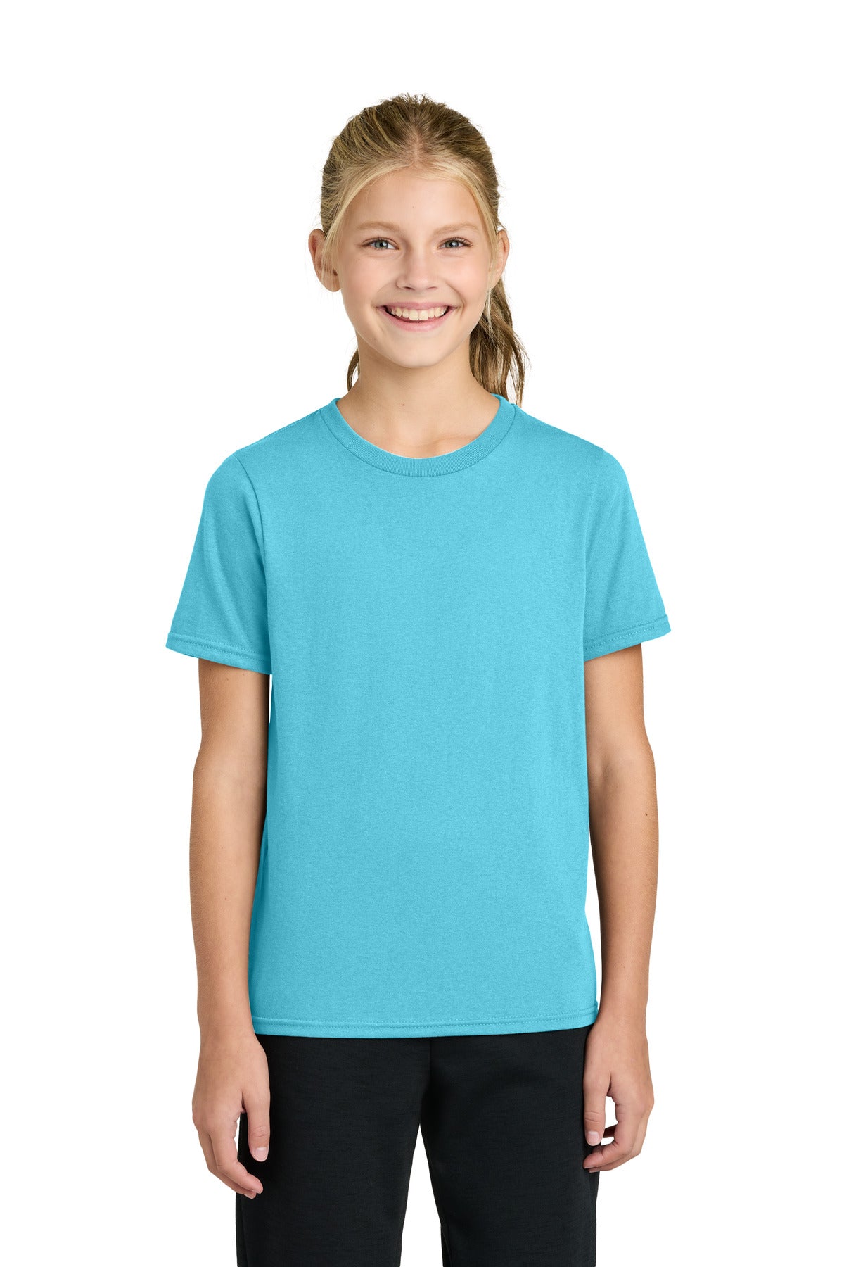 Port & Co Youth Easy Cotton Tee PC43Y in Aquatic Blue