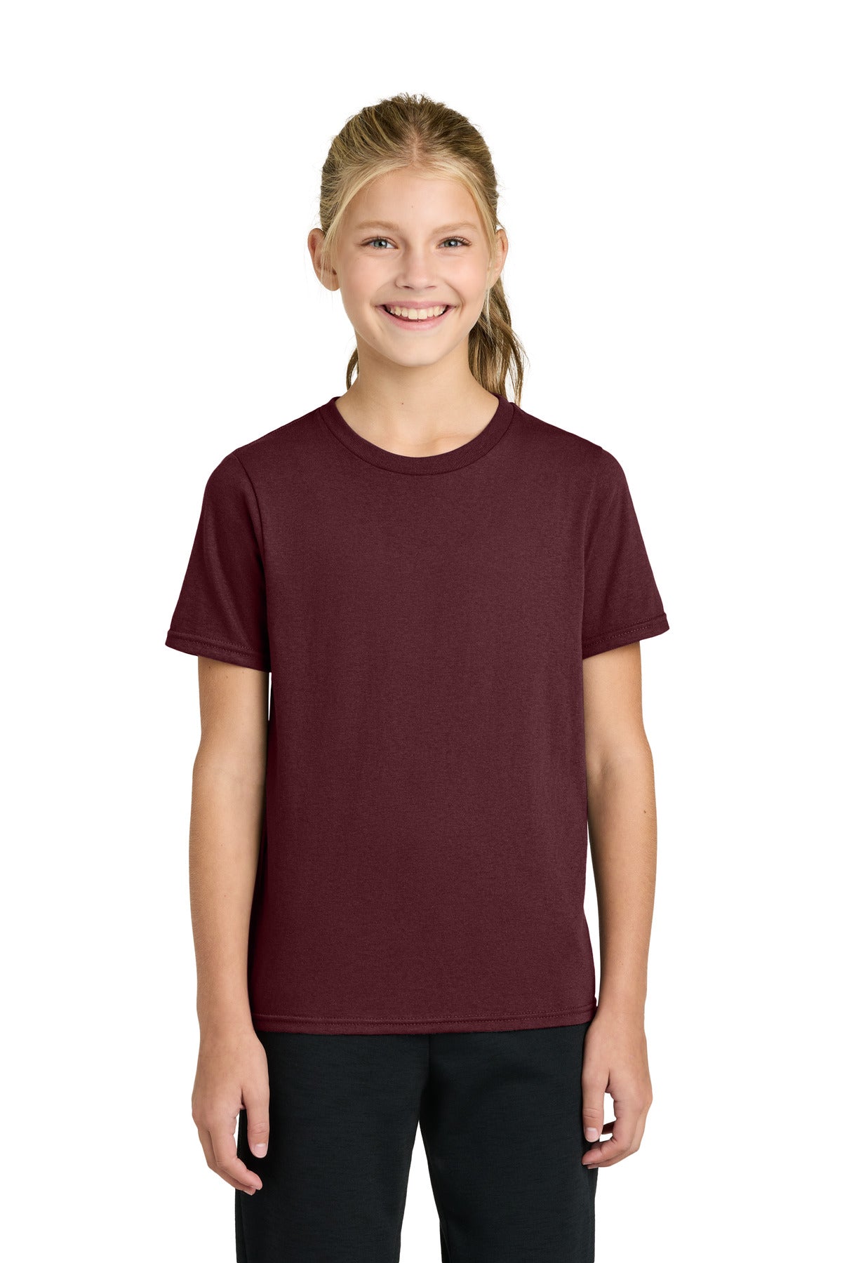 Port & Co Youth Easy Cotton Tee PC43Y in Athletic Maroon
