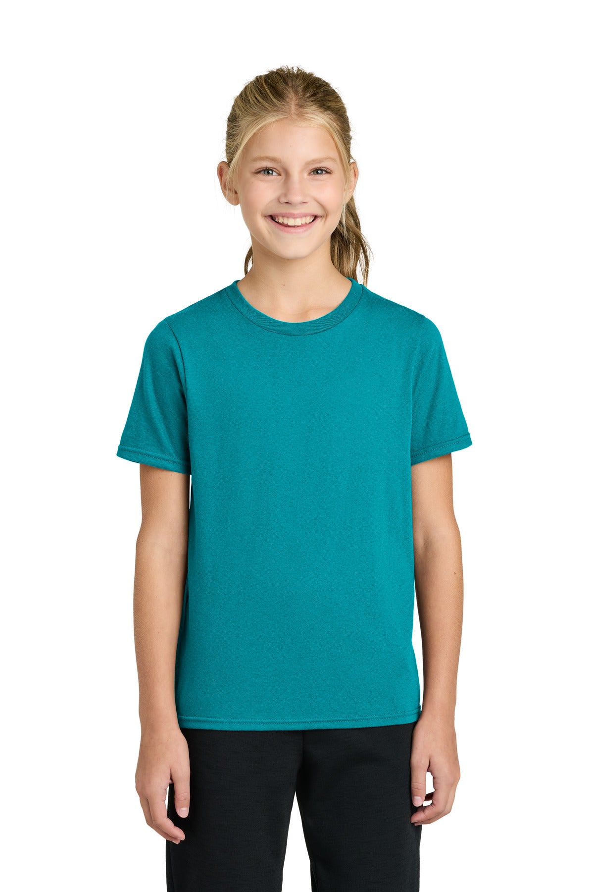 Port & Co Youth Easy Cotton Tee PC43Y in Bright Aqua