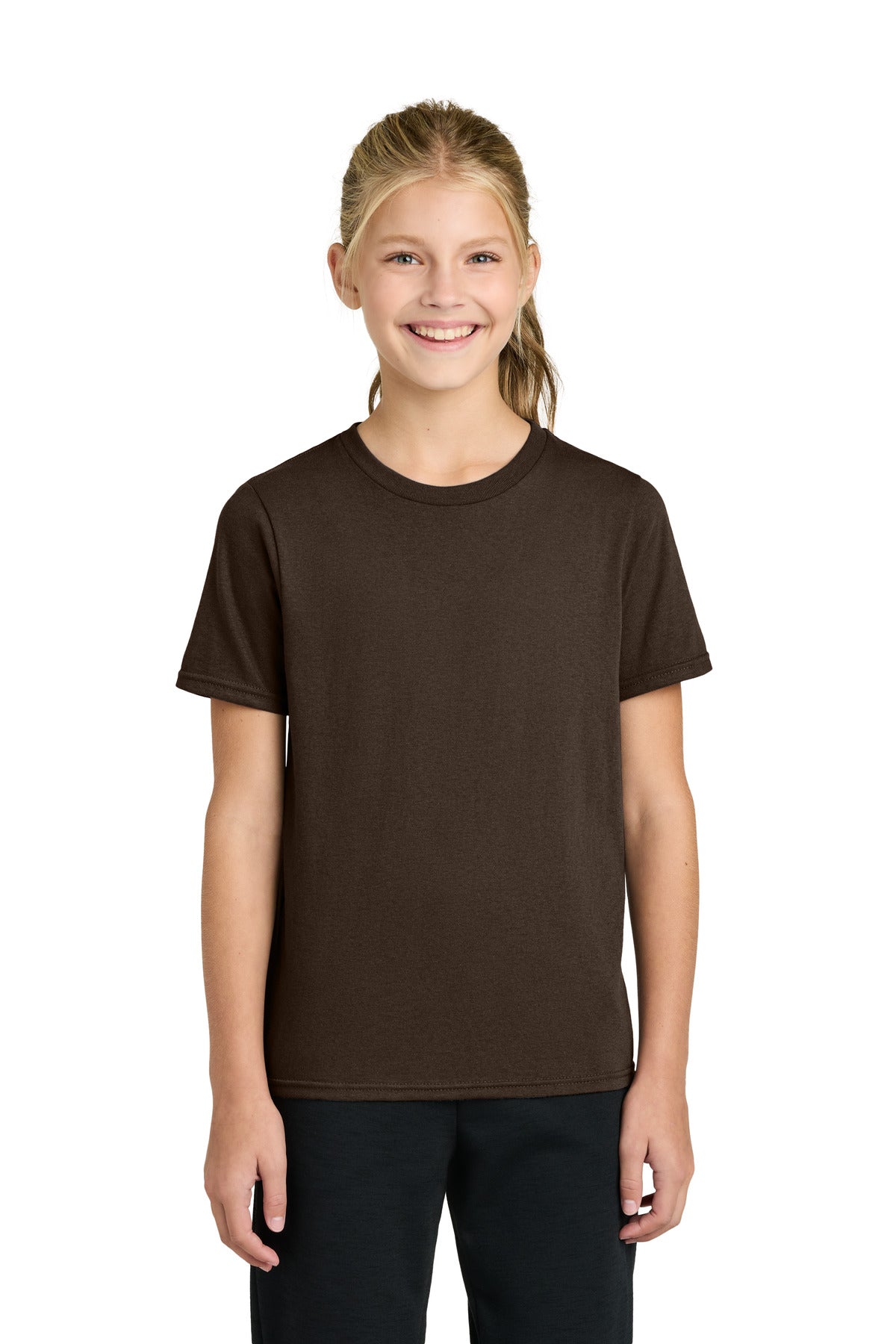 Port & Co Youth Easy Cotton Tee PC43Y in Dark Chocolate Brown