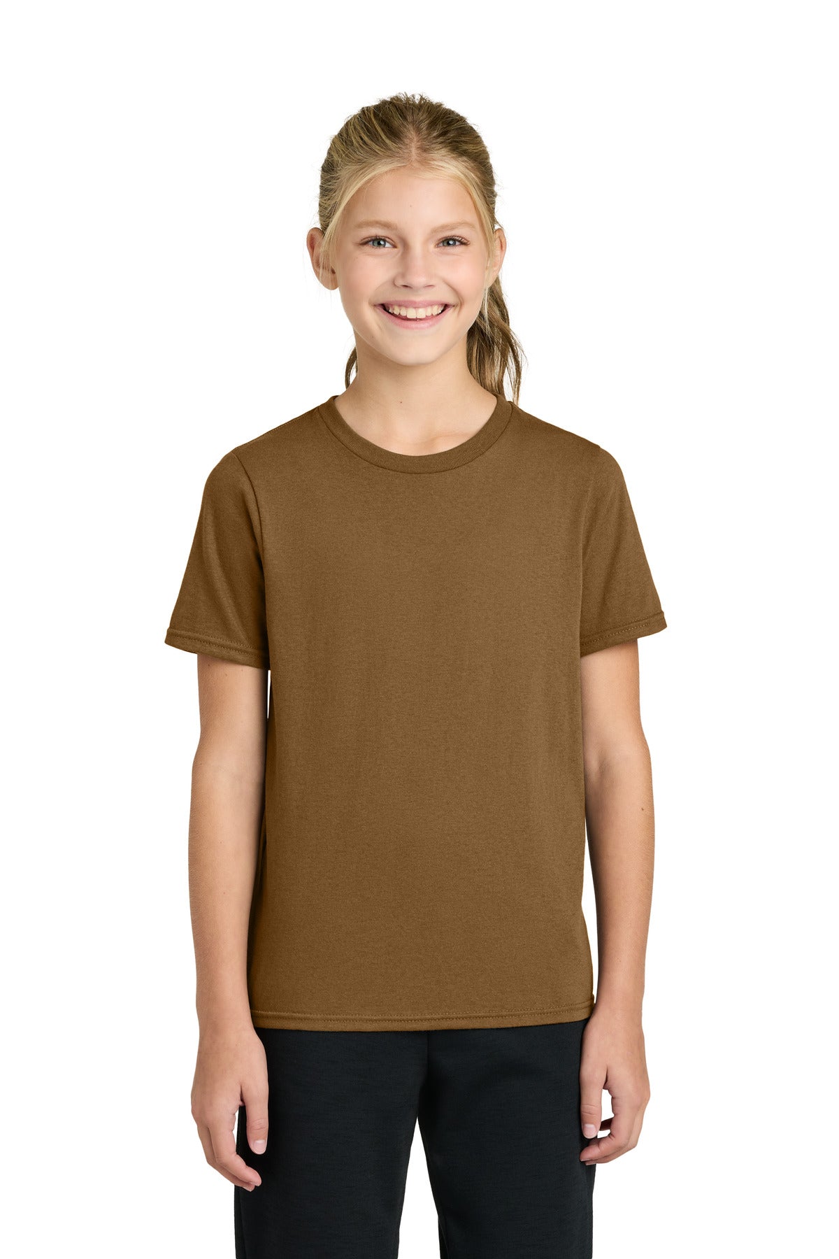 Port & Co Youth Easy Cotton Tee PC43Y in Duck Brown