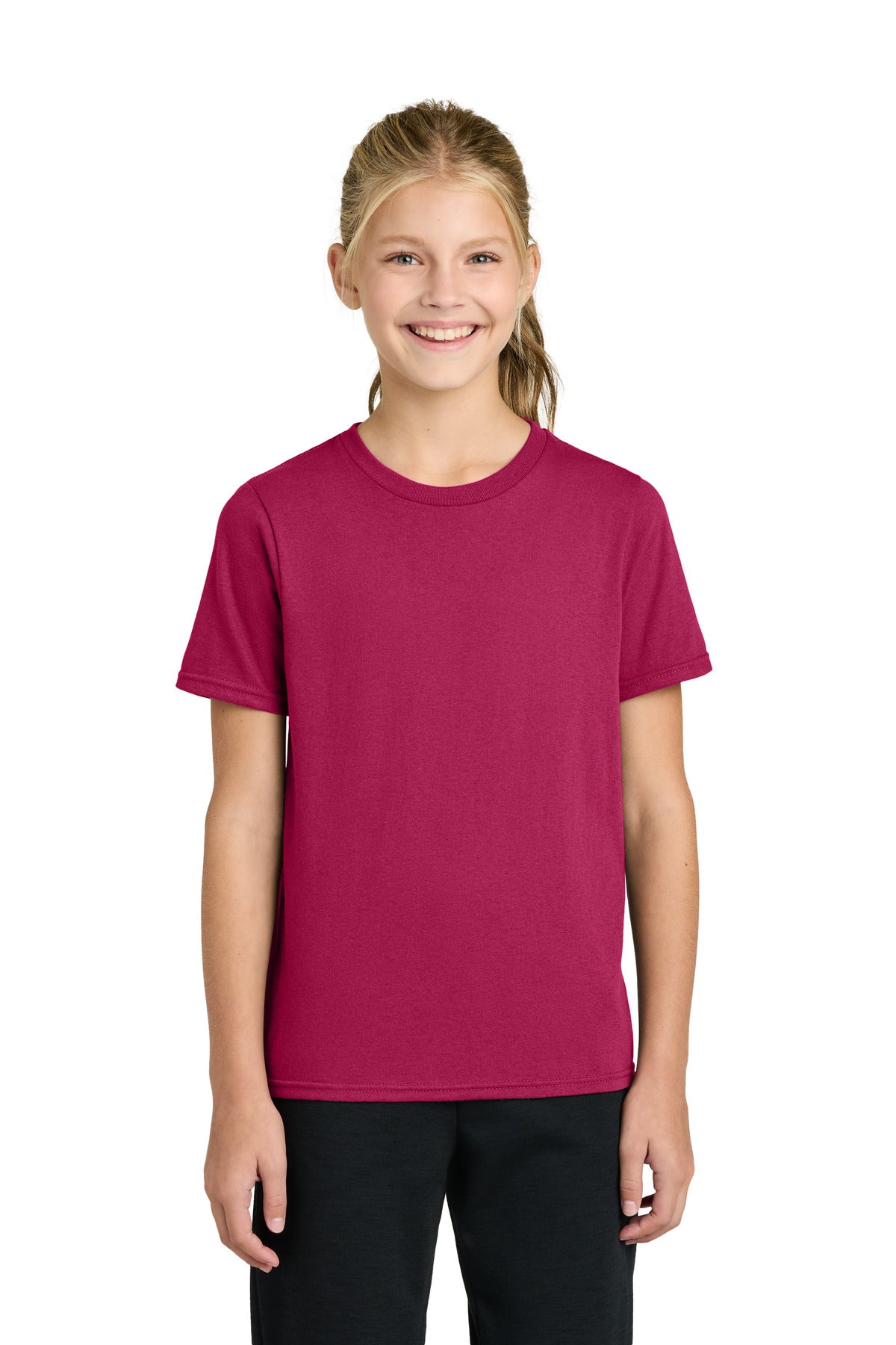 Port & Co Youth Easy Cotton Tee PC43Y in Flush Pink