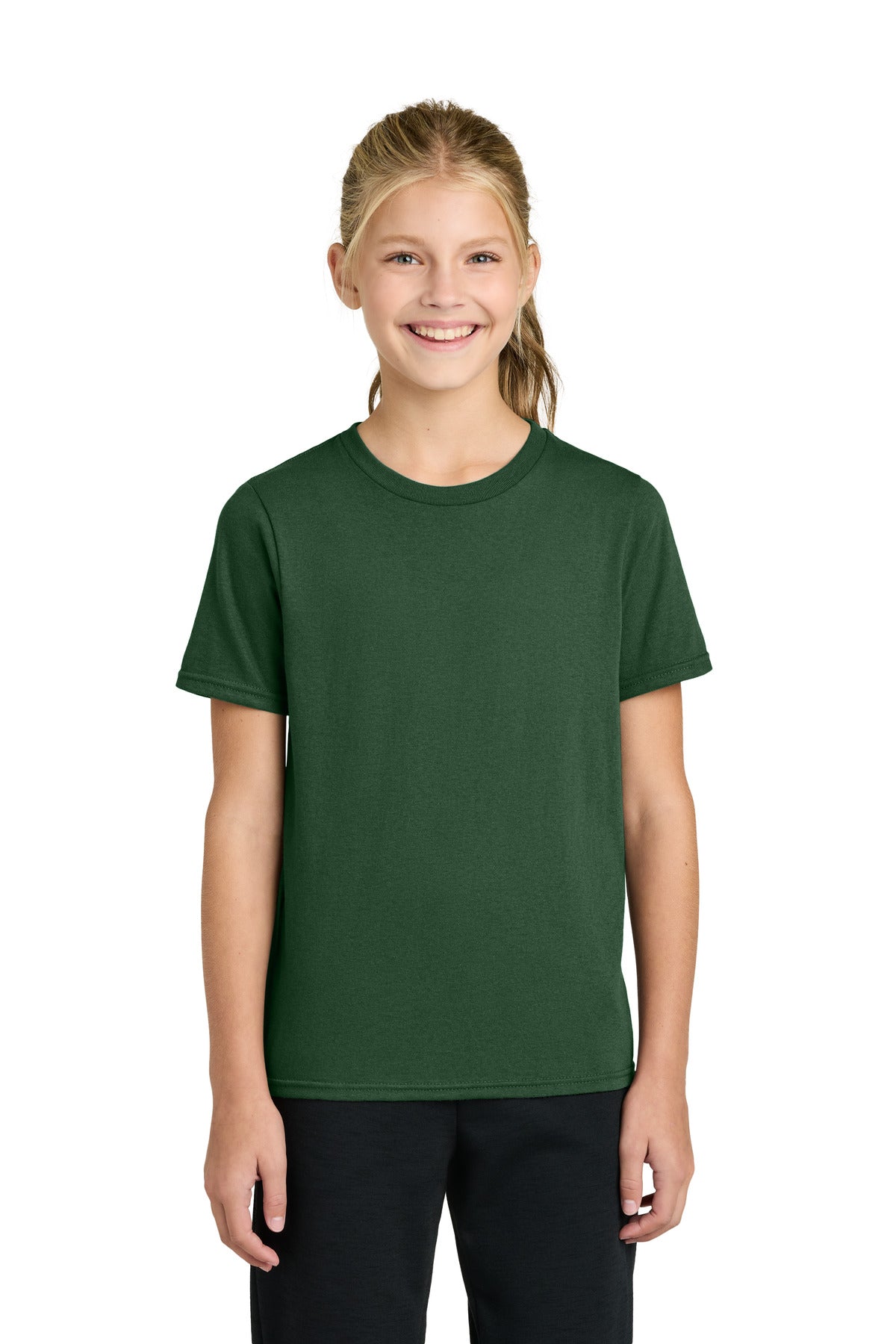 Port & Co Youth Easy Cotton Tee PC43Y in Forest Green