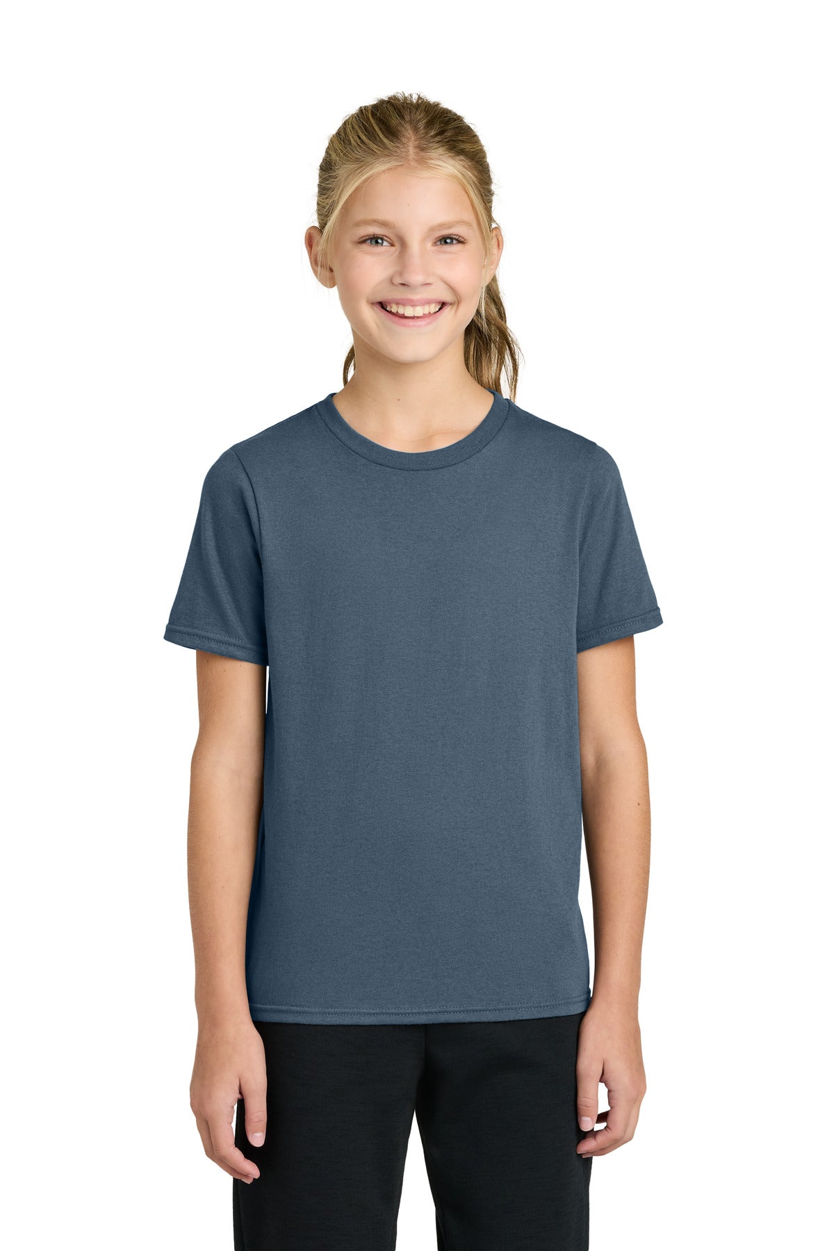 Port & Co Youth Easy Cotton Tee PC43Y in Steel Blue