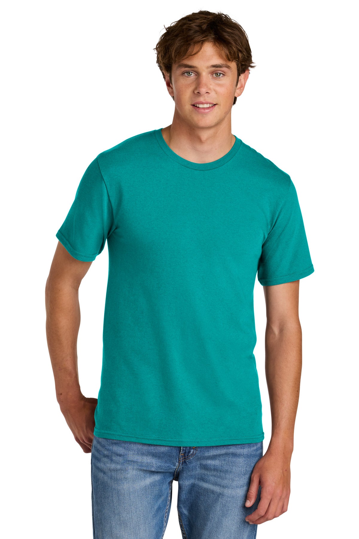 Port & Co Easy Cotton Tee PC43 in Bright Aqua