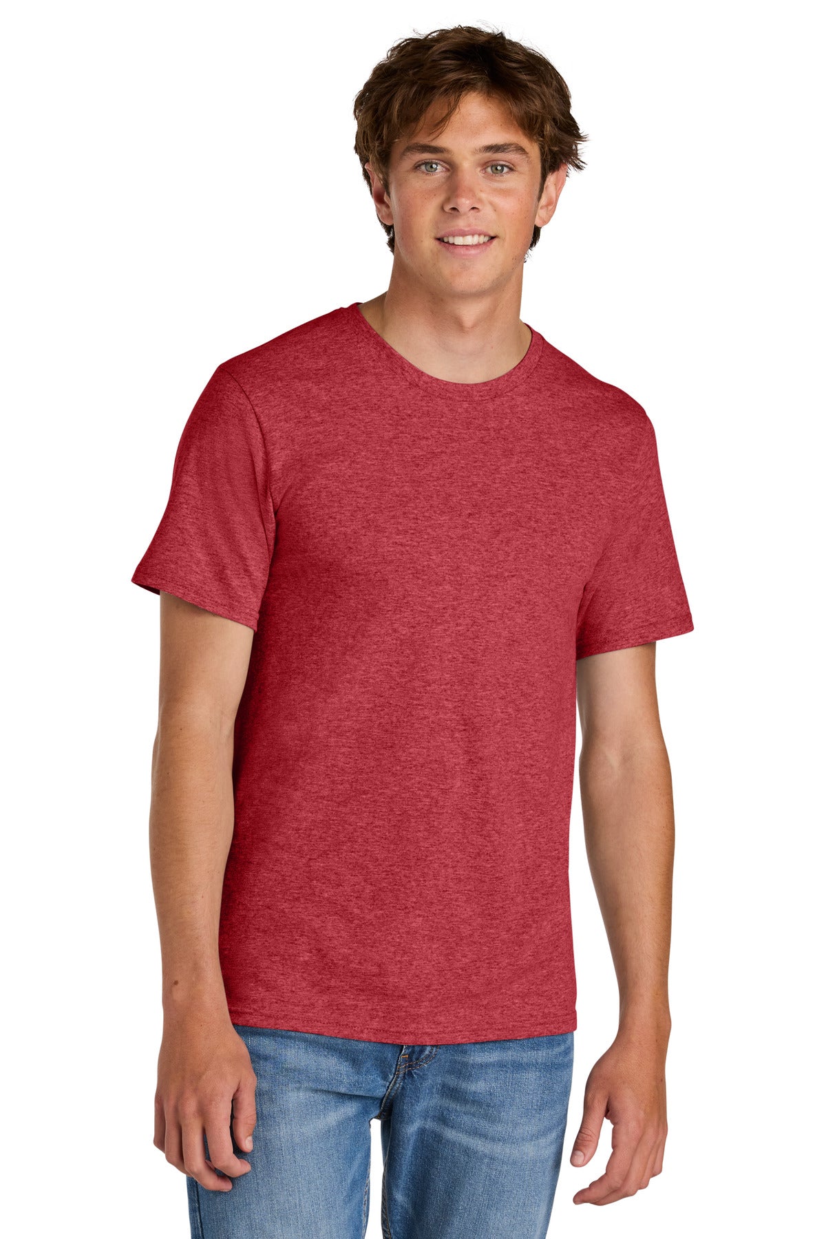 Port & Co Easy Cotton Tee PC43 in Heather Red