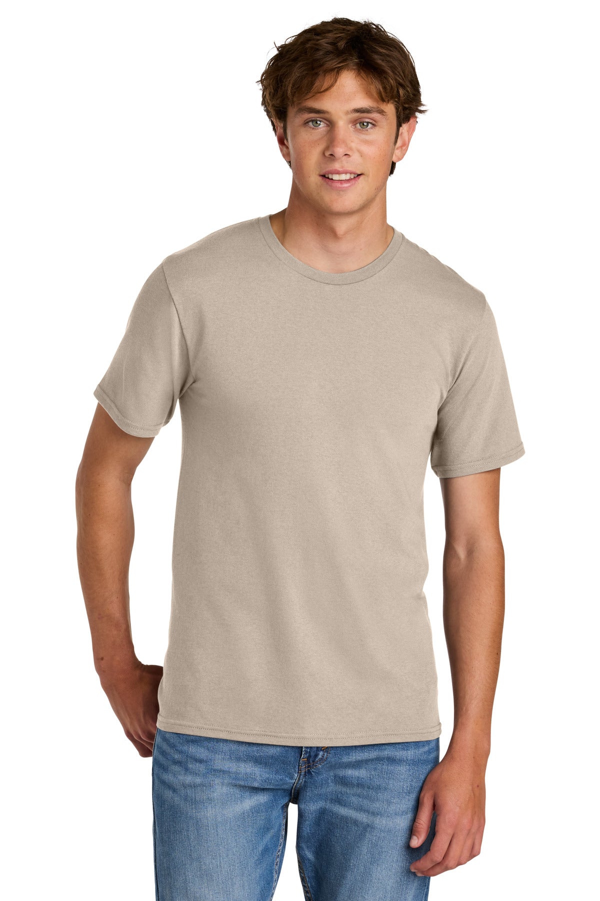 Port & Co Easy Cotton Tee PC43 in Light Sand
