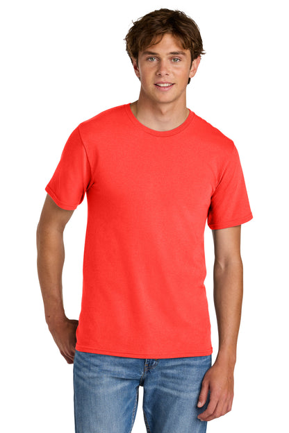 Port & Co Easy Cotton Tee PC43 in Neon Electric Coral