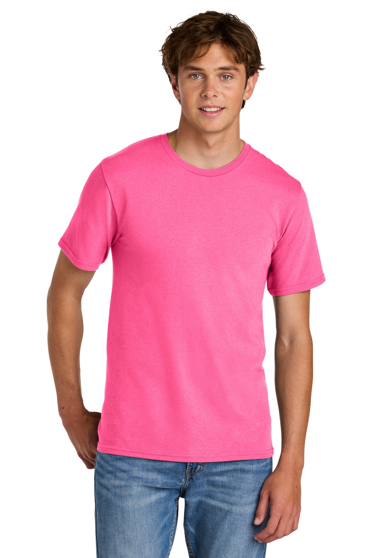 Port & Co Easy Cotton Tee PC43 in Neon Pink