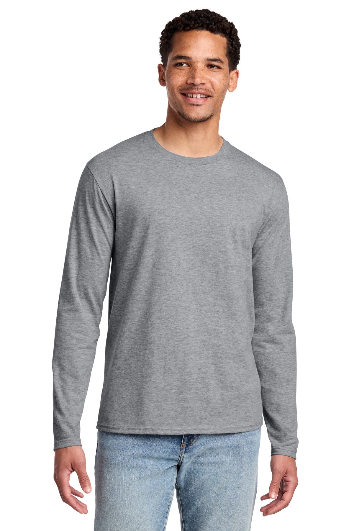 Port & Co Long Sleeve Fan Favorite Tee. PC450LS in Athletic Heather