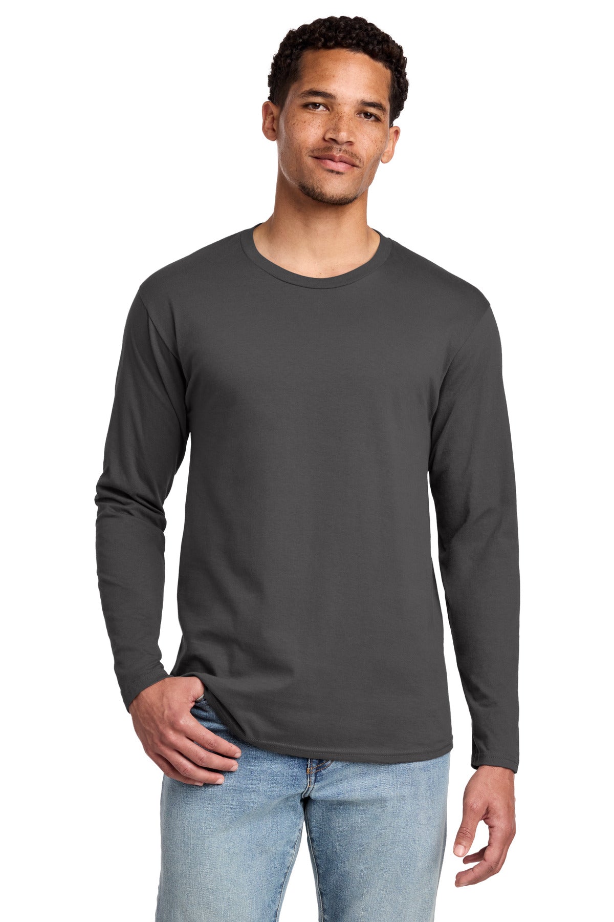 Port & Co Long Sleeve Fan Favorite Tee. PC450LS in Charcoal
