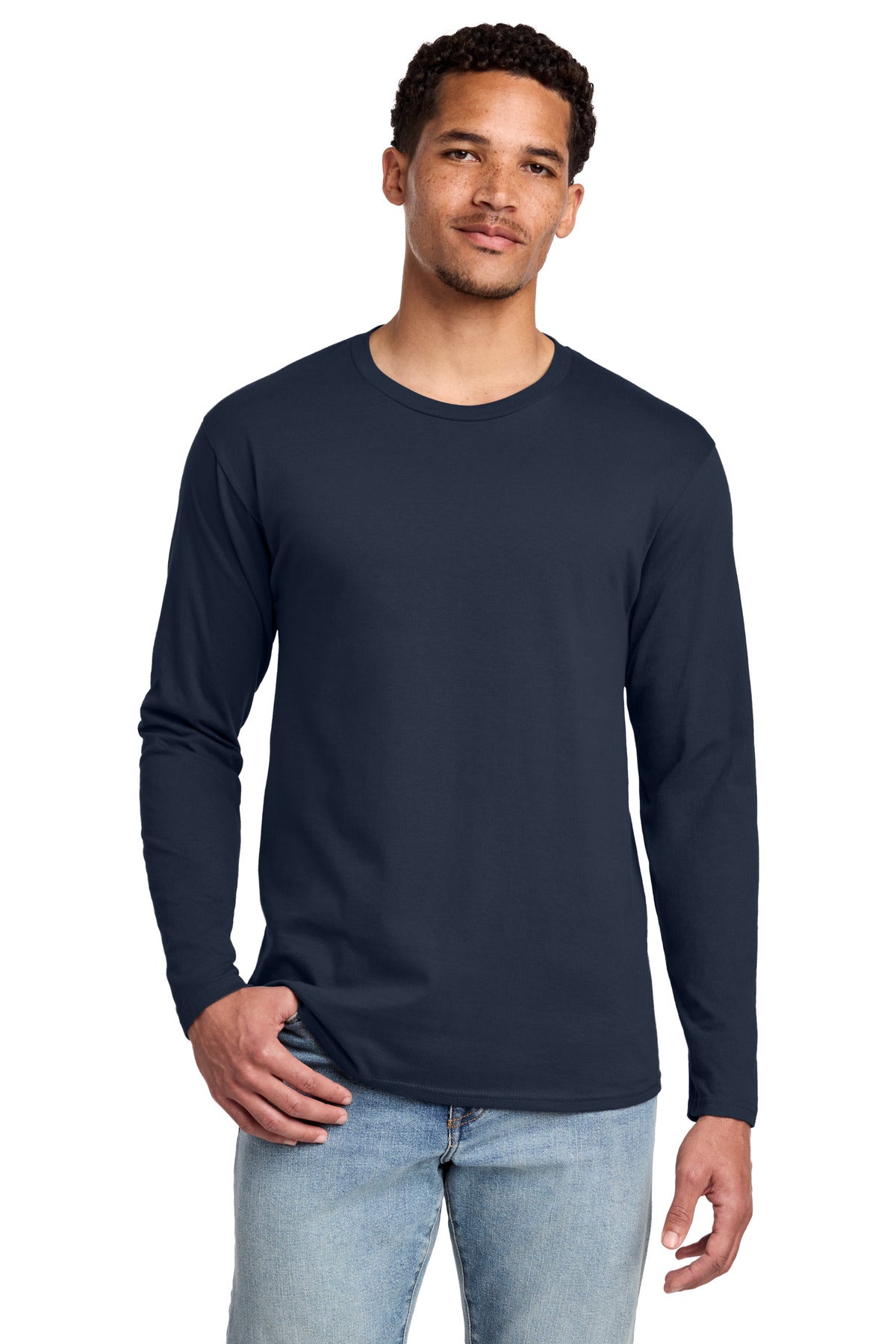 Port & Co Long Sleeve Fan Favorite Tee. PC450LS in Deep Navy